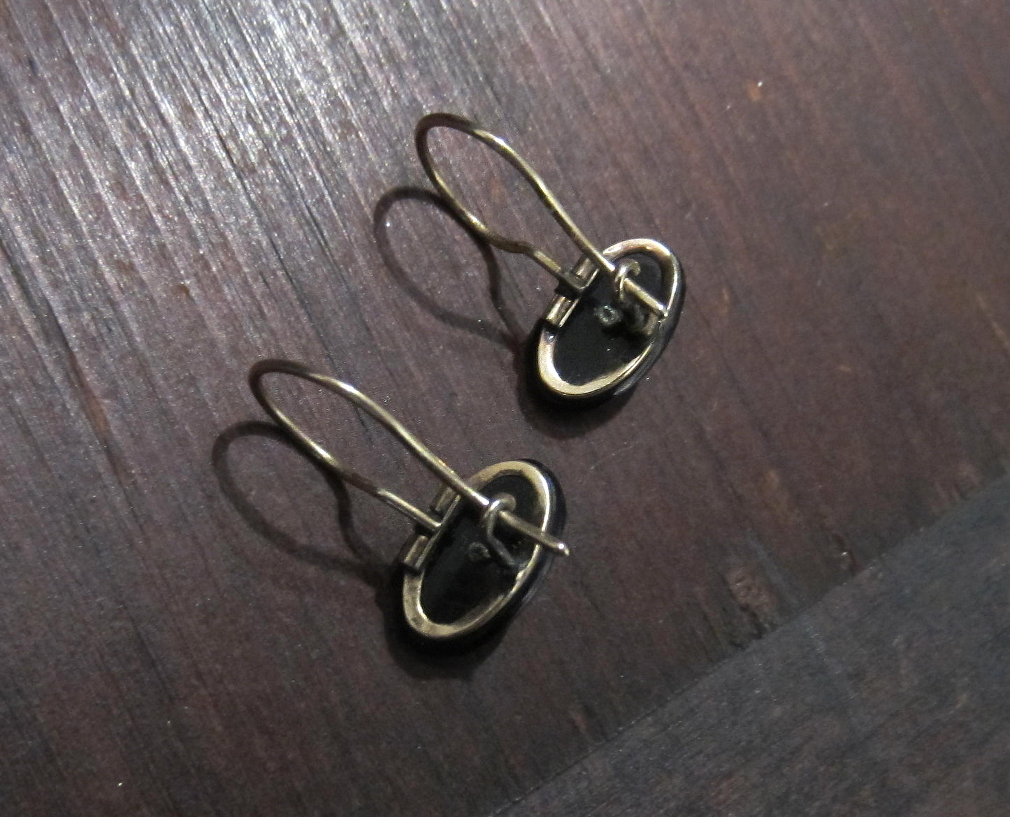 SOLD--Tiny Victorian Pearl and Onyx Earrings 14k c. 1880
