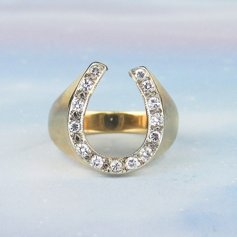 SOLD--Mid-Century Men's Diamond Horseshoe Ring 14k c. 1960 – Bavier ...