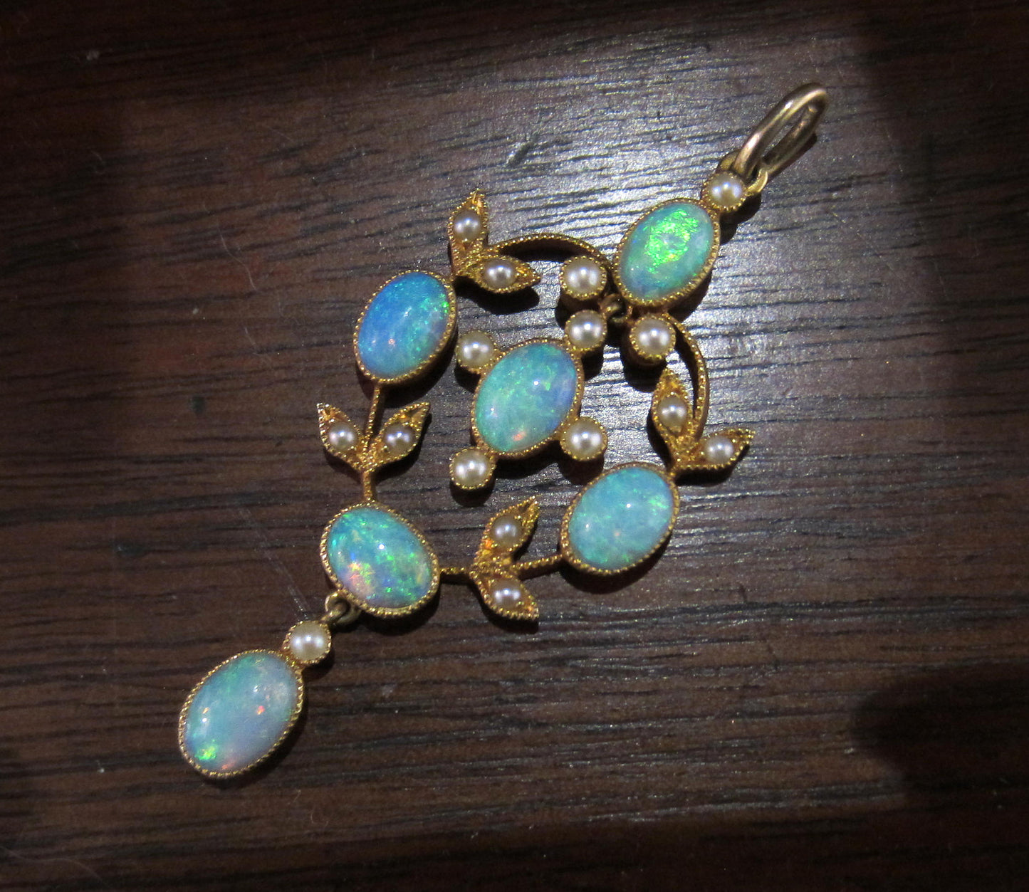 SOLD--Absolutely Gorgeous Opal and Pearl Pendant 18k c. 1910