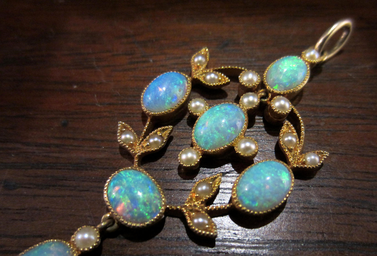 SOLD--Absolutely Gorgeous Opal and Pearl Pendant 18k c. 1910