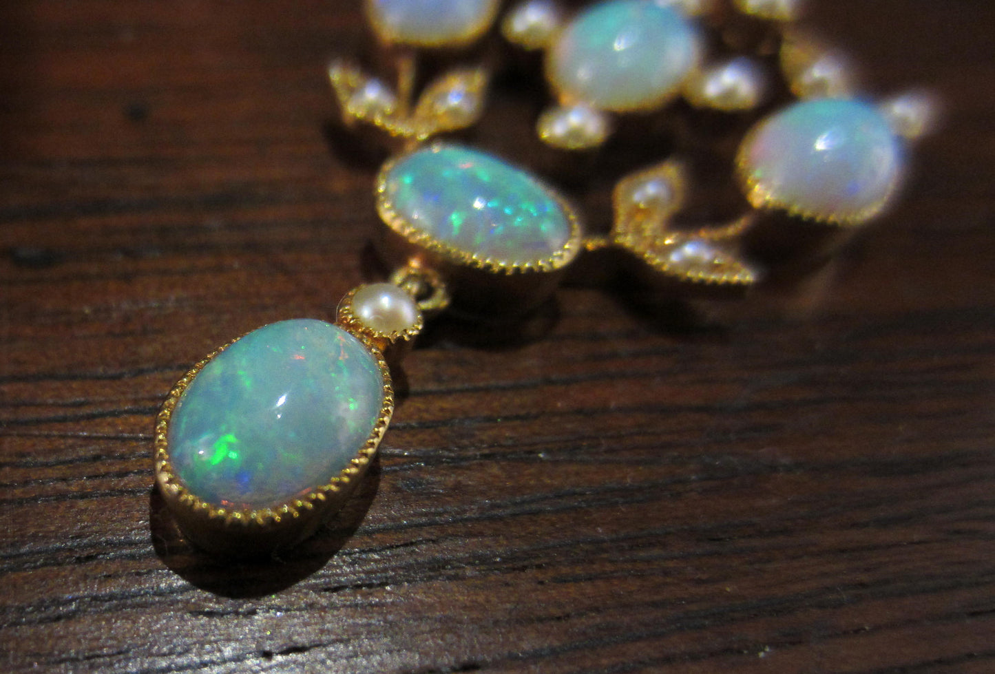 SOLD--Absolutely Gorgeous Opal and Pearl Pendant 18k c. 1910