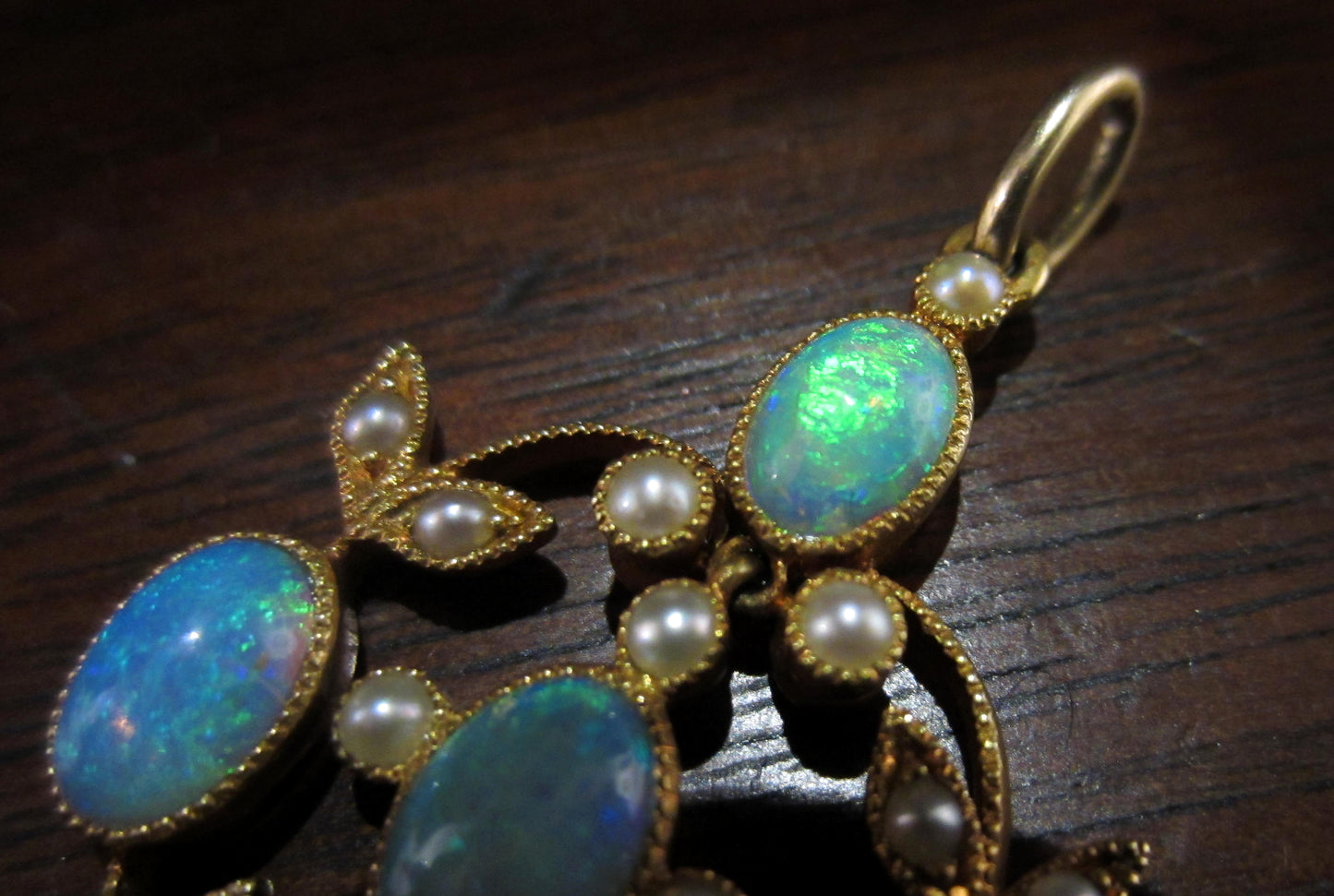 SOLD--Absolutely Gorgeous Opal and Pearl Pendant 18k c. 1910