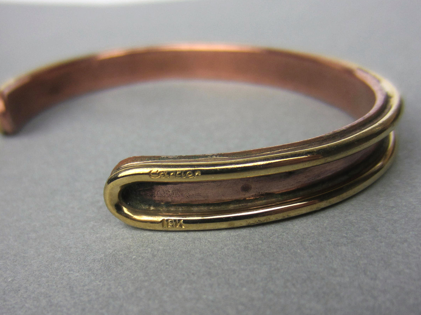 SOLD--Cartier Sabona Cuff Bracelet 18k and Copper c. 1970