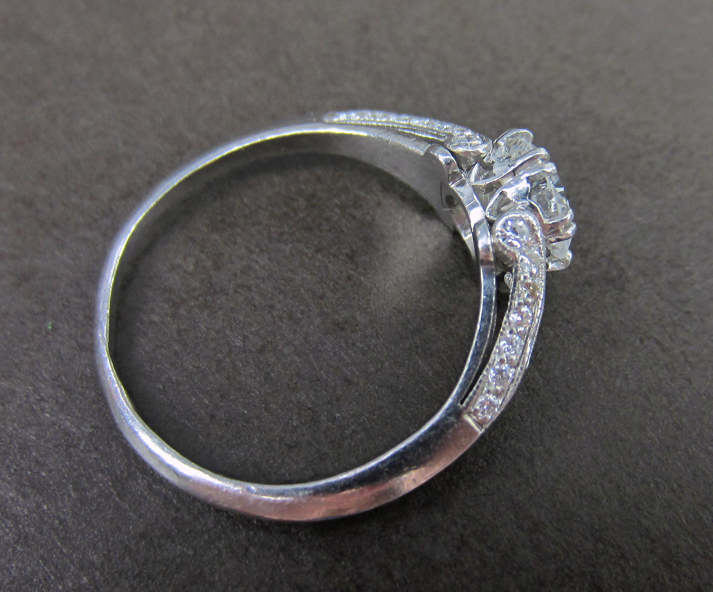 SOLD--Gorgeous Art Deco .80ct Round Brilliant Engagement Ring Platinum c. 1930