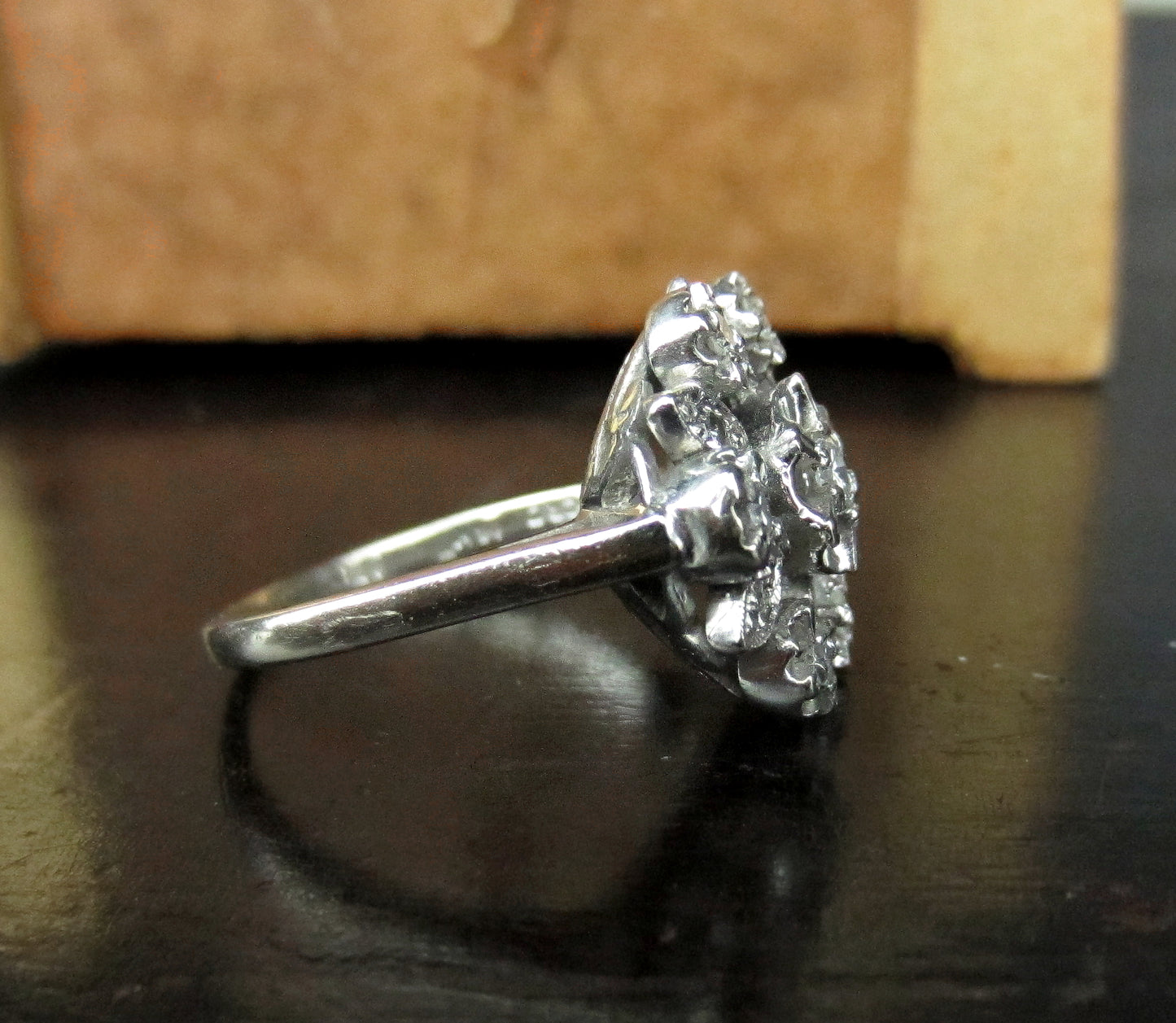 SOLD--Mid-Century Diamond Cluster Ring 14k c. 1950