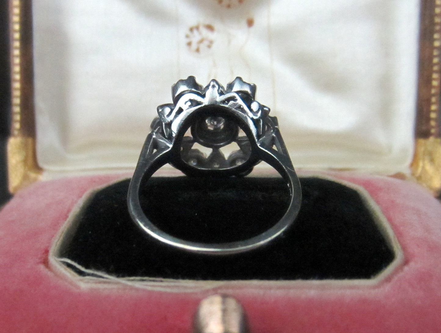 SOLD--Mid-Century Diamond Cluster Ring 14k c. 1950