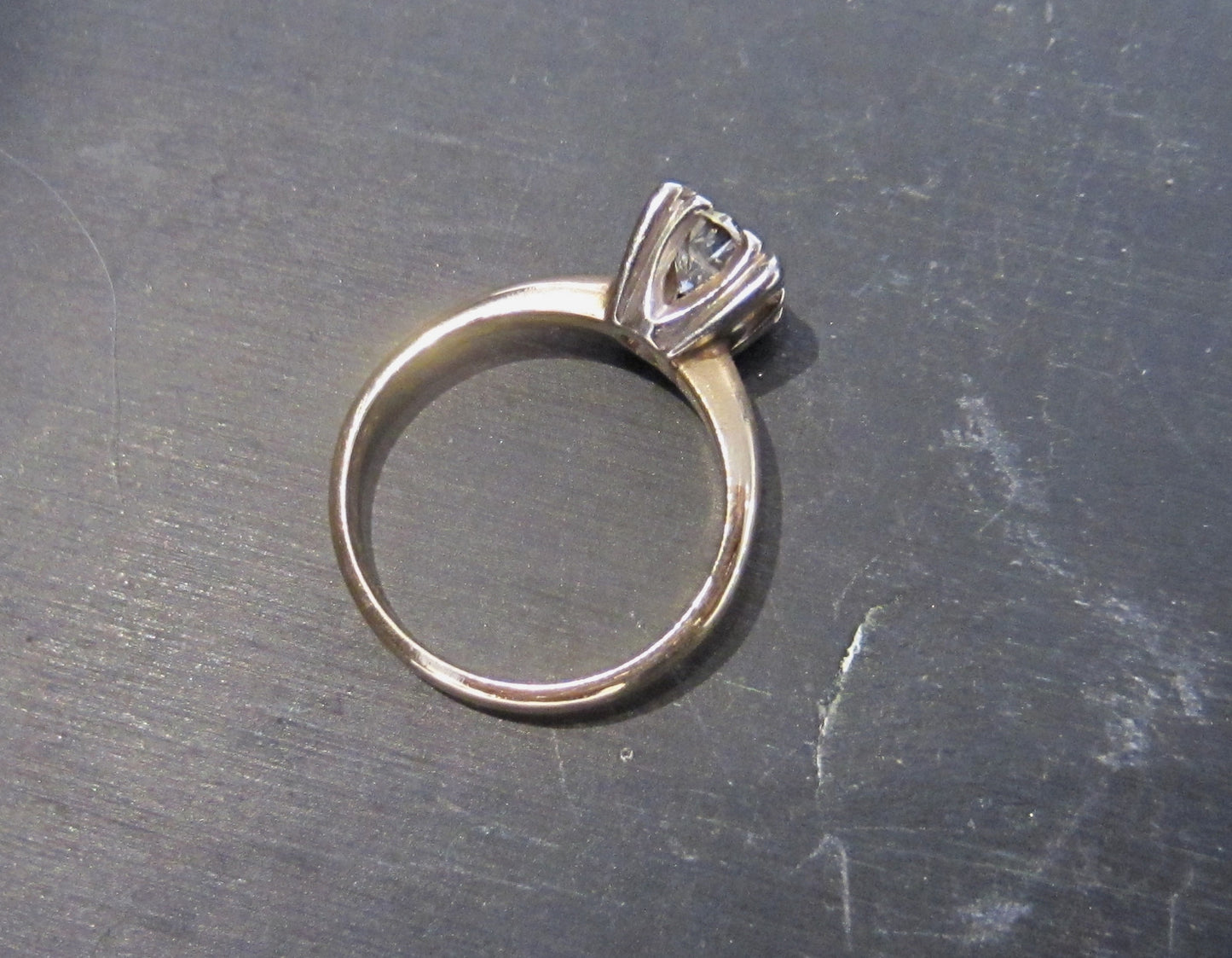 SOLD--Vintage Round Brilliant .81ct Diamond Solitaire Engagement Ring 14k c. 1940