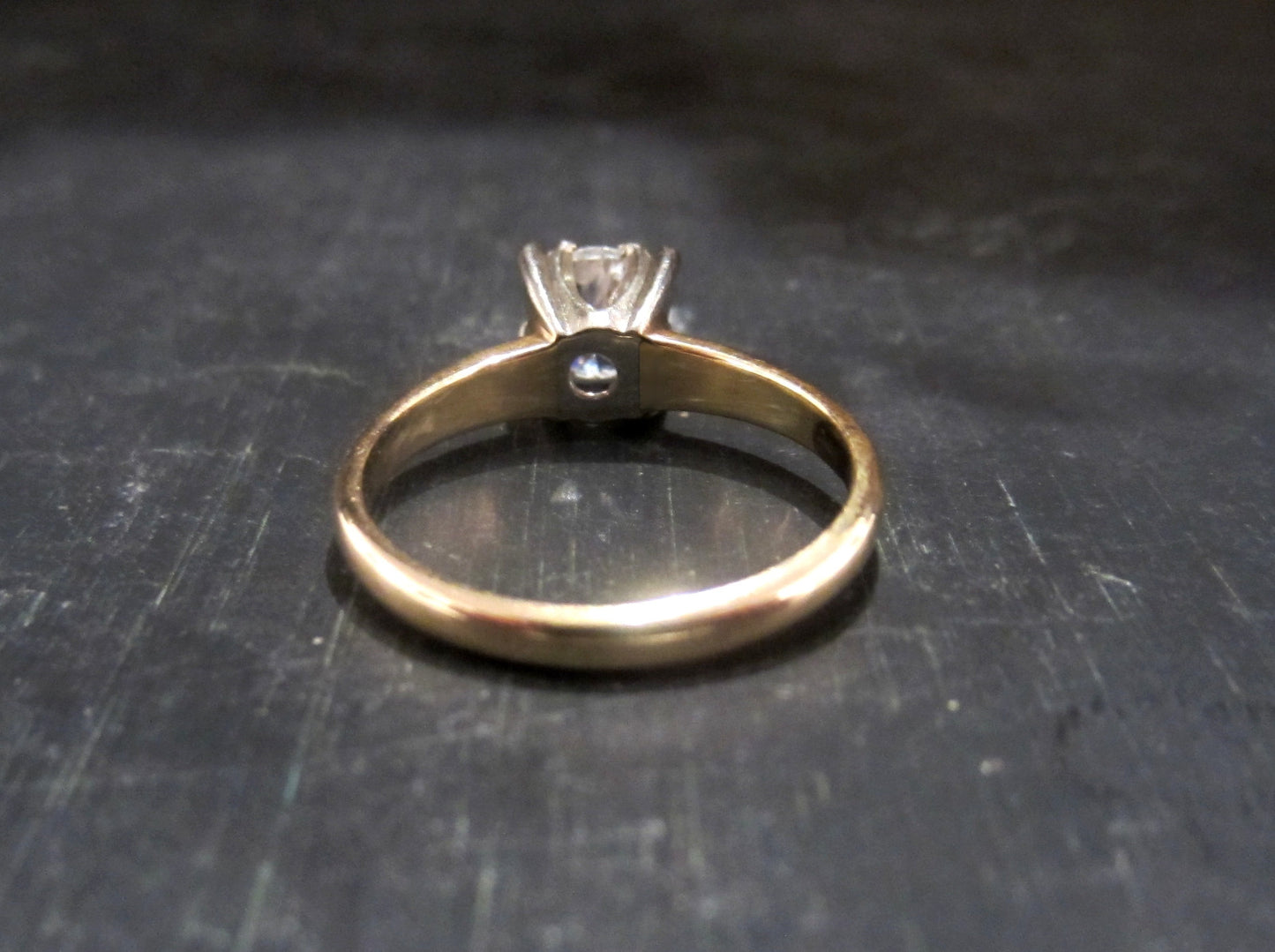 SOLD--Vintage Round Brilliant .81ct Diamond Solitaire Engagement Ring 14k c. 1940