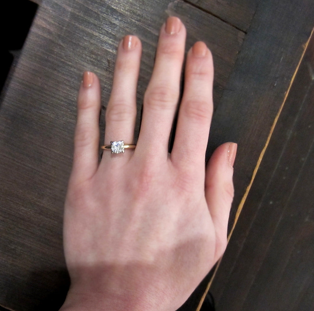 SOLD--Vintage Round Brilliant .81ct Diamond Solitaire Engagement Ring 14k c. 1940