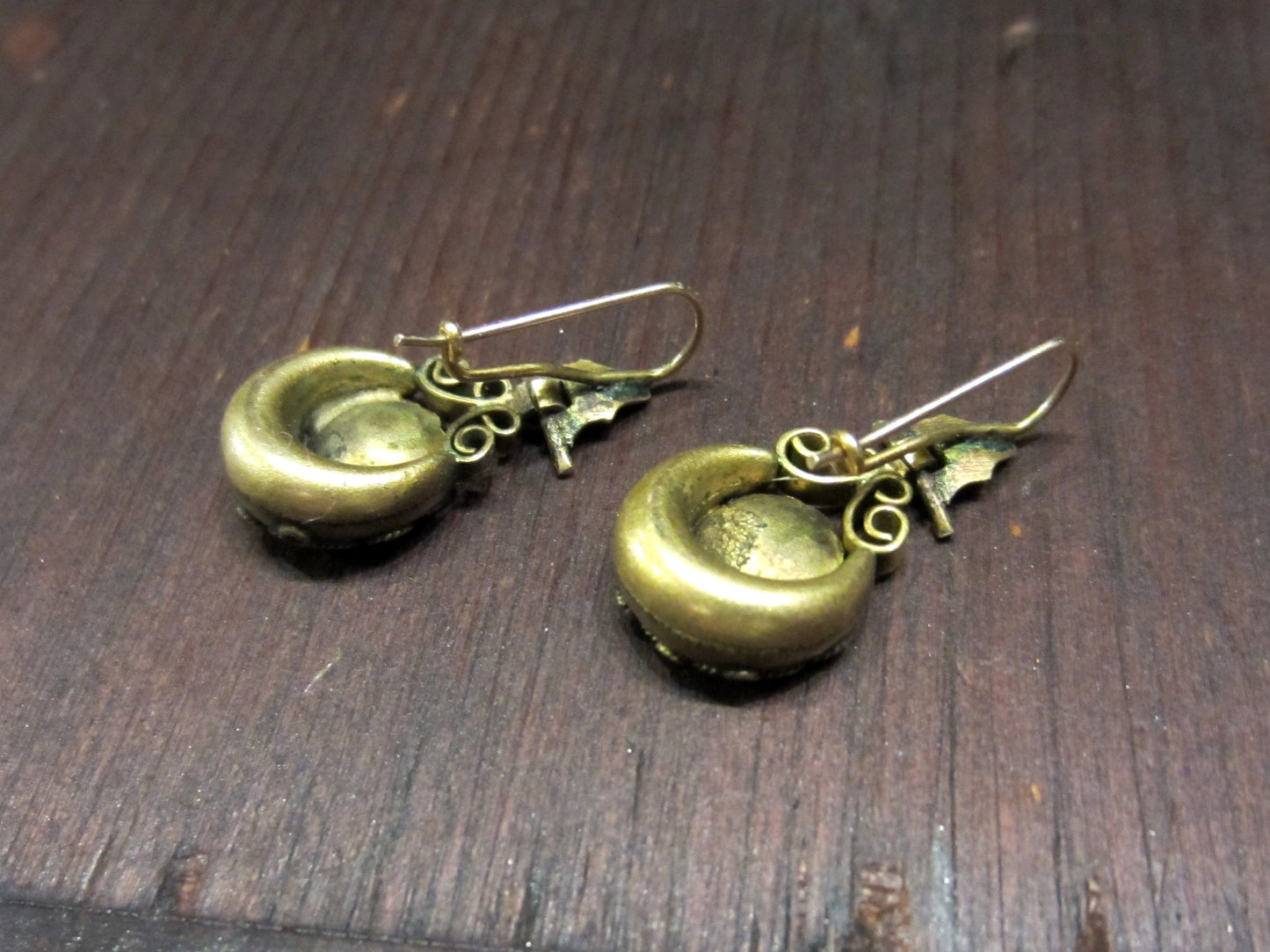 SOLD--Victorian Turquoise Drop Earrings Gold-filled c. 1880