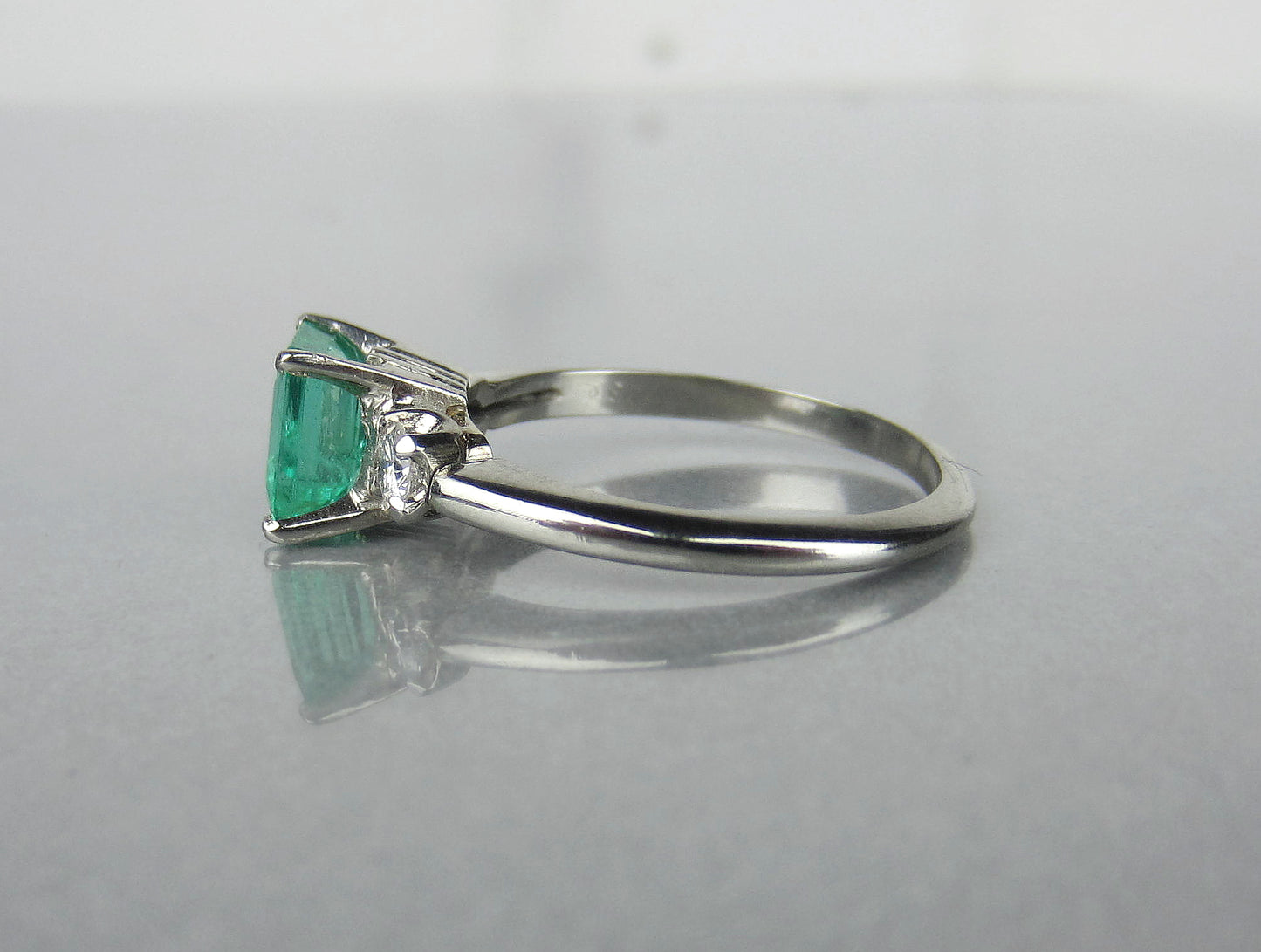 SOLD--Vintage Emerald 1.80ct and Diamond Ring 18k