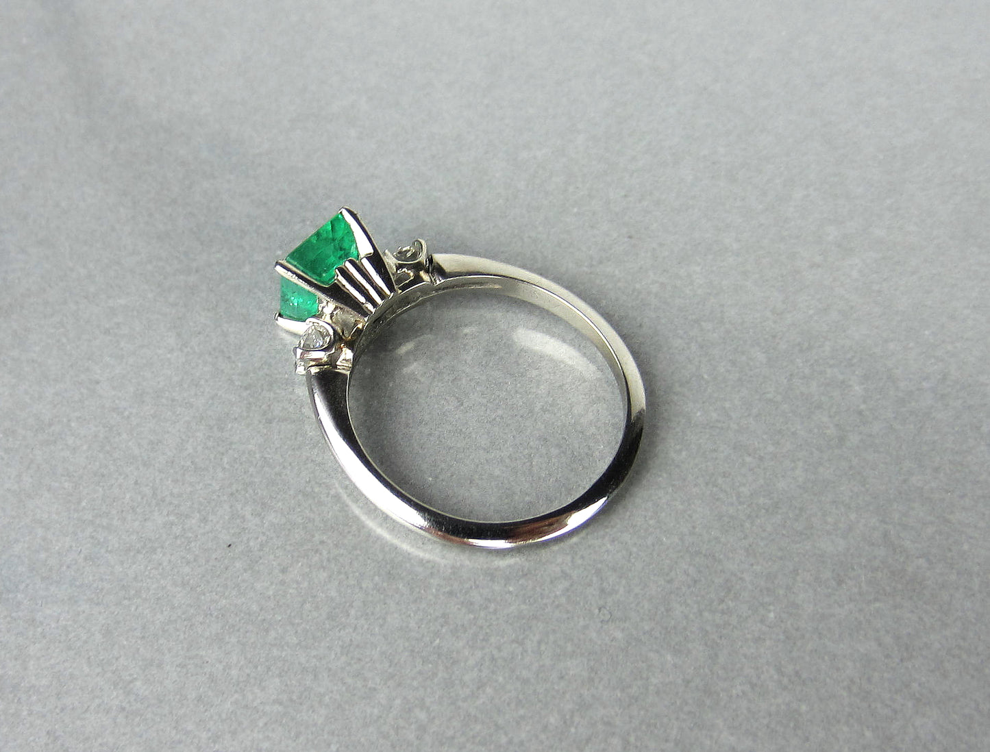 SOLD--Vintage Emerald 1.80ct and Diamond Ring 18k