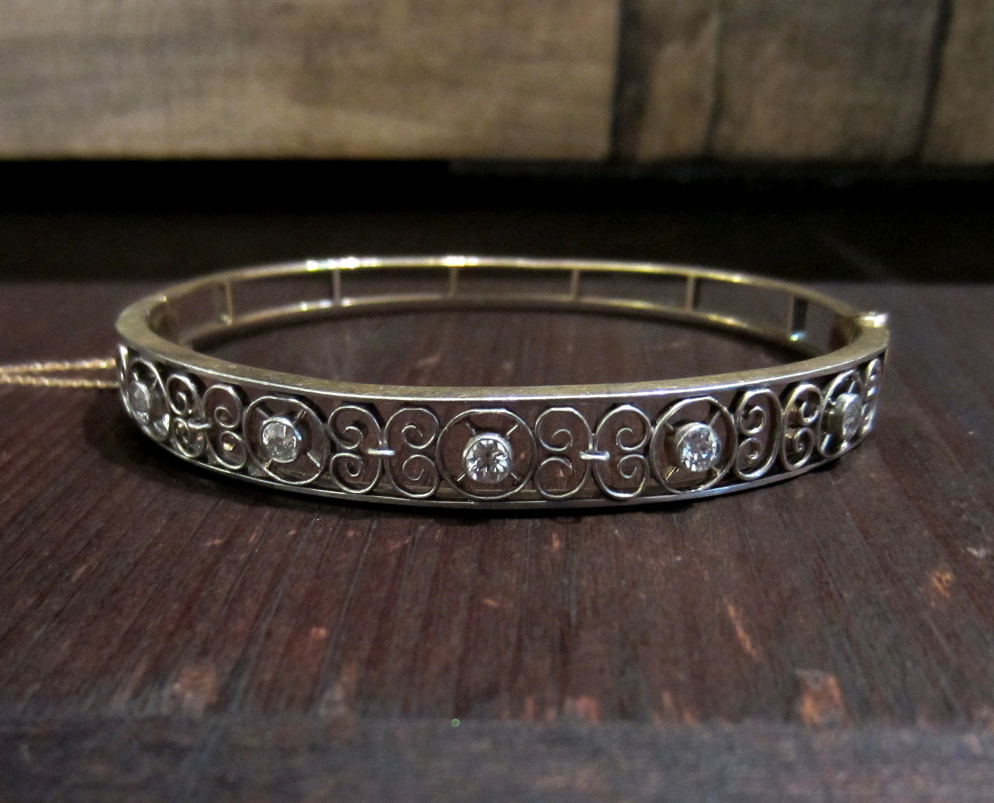 Edwardian Diamond Filigree Bracelet Platinum/14k c. 1910