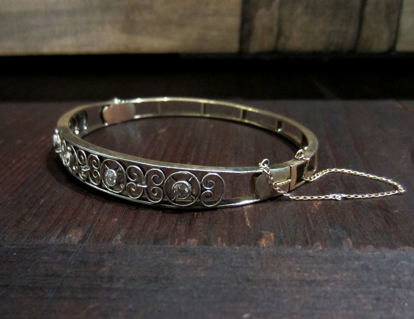 Edwardian Diamond Filigree Bracelet Platinum/14k c. 1910