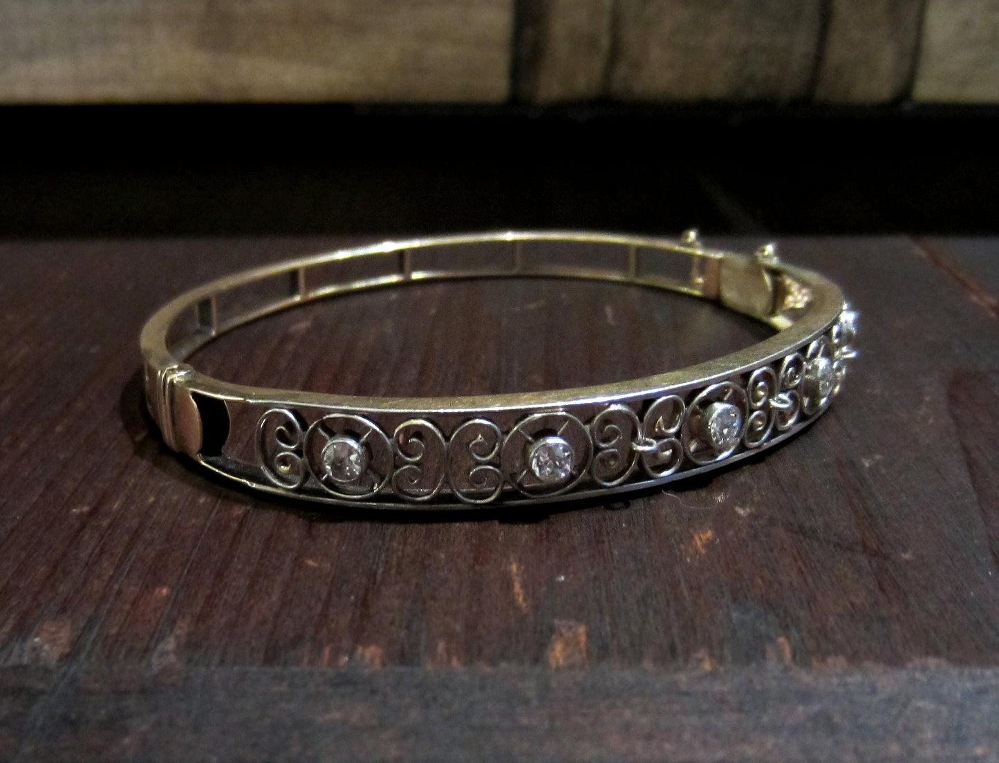 Edwardian Diamond Filigree Bracelet Platinum/14k c. 1910