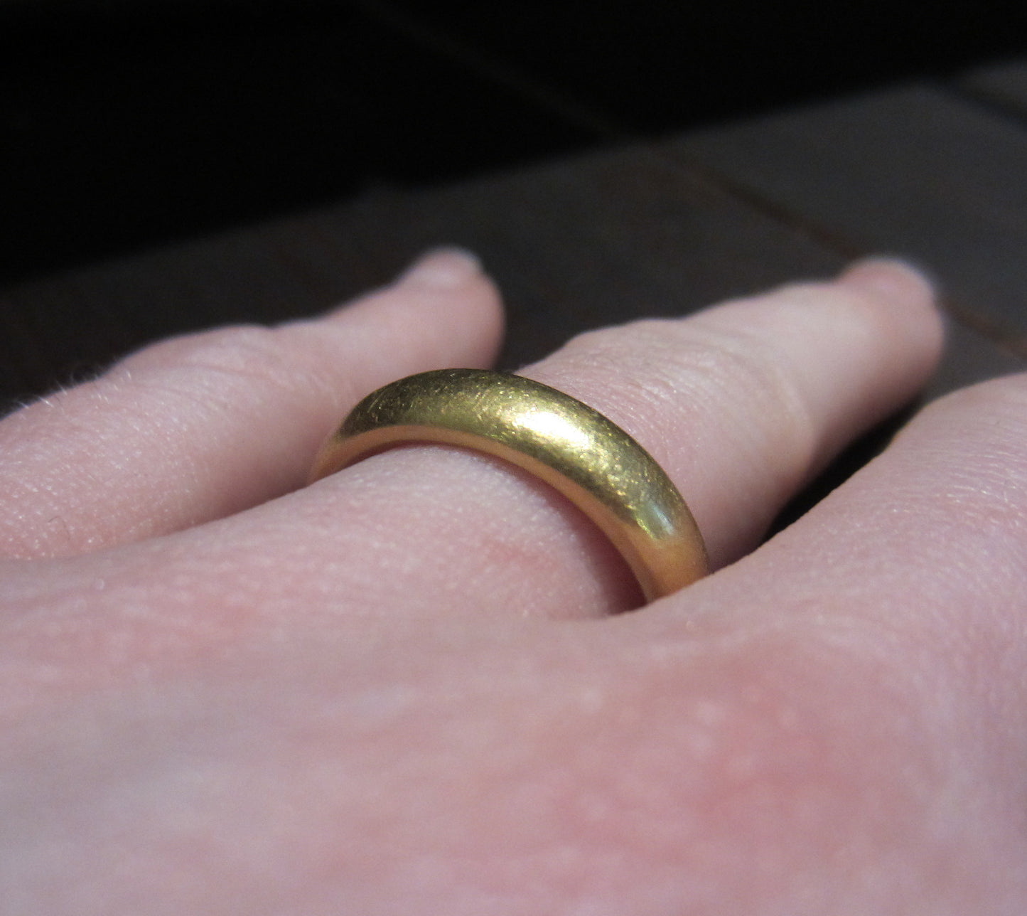 SOLD--Vintage 5mm 22k Matte Band, Size 6