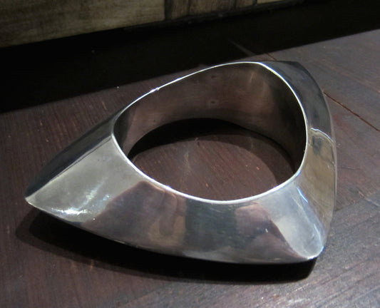 SOLD--GIANT Modernist Bangle Sterling, Phebe Allen Blake c. 1970