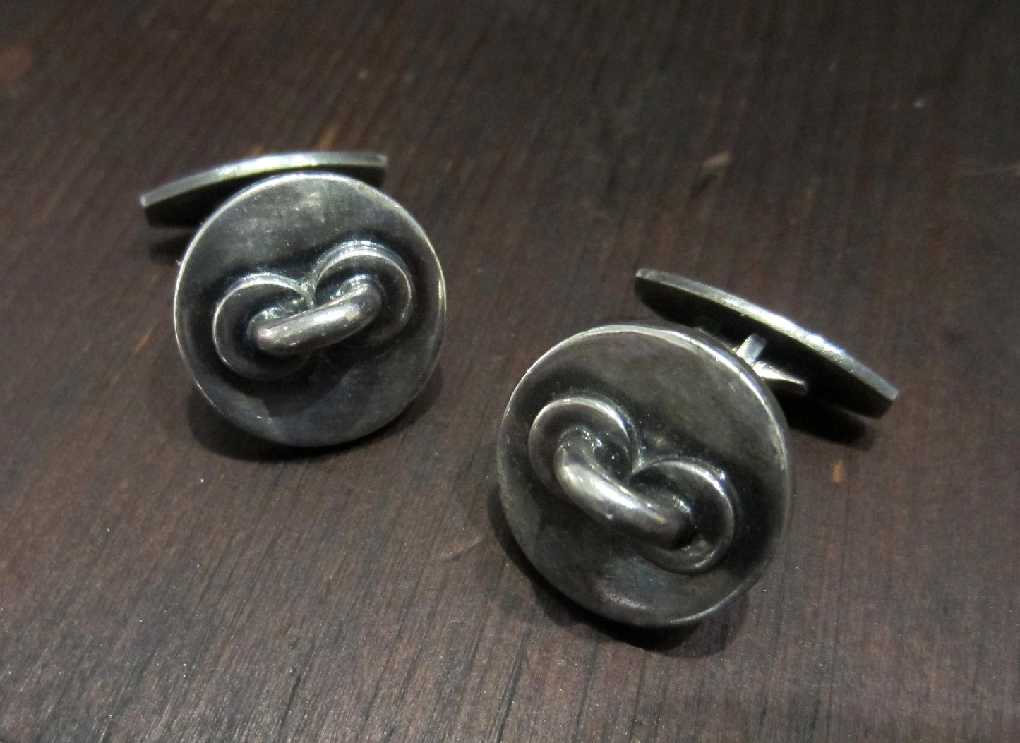 SOLD Modernist Button Cufflinks Sterling, Hans Hansen, Denmark c. 1950