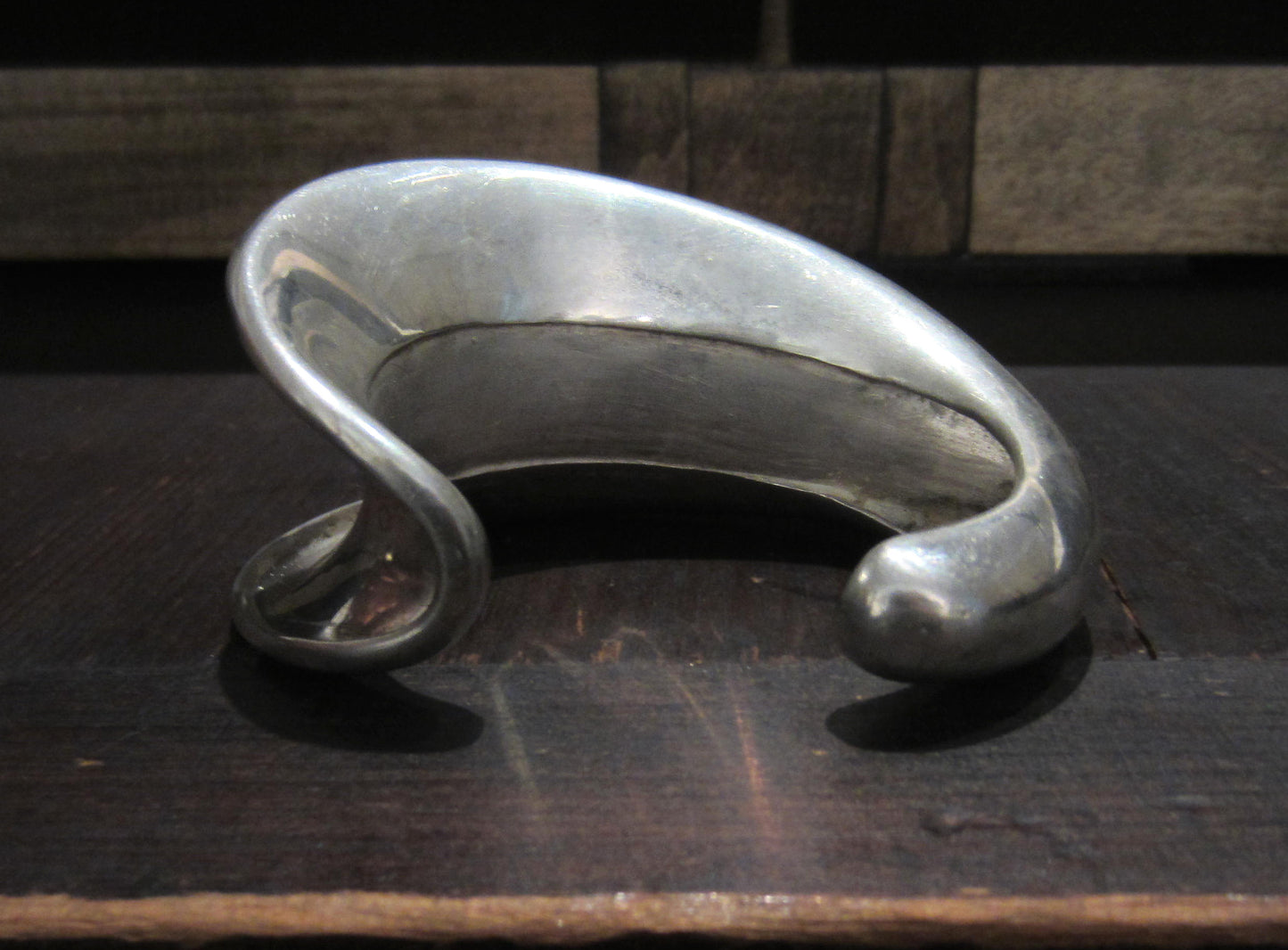 SOLD--Big Vintage Yukihiro Shibata Asymmetrical Cuff Sterling c. 1980