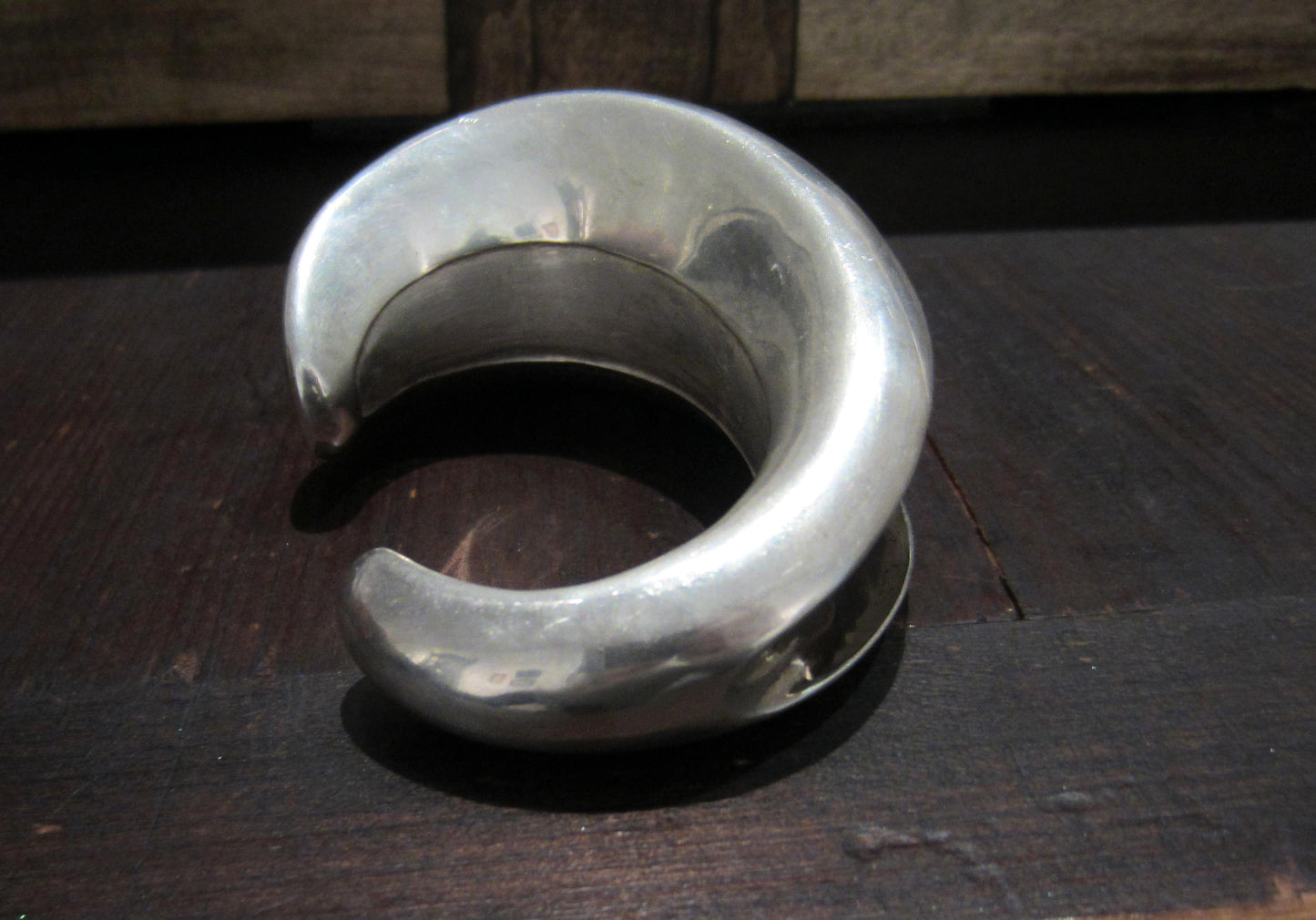 SOLD--Big Vintage Yukihiro Shibata Asymmetrical Cuff Sterling c. 1980