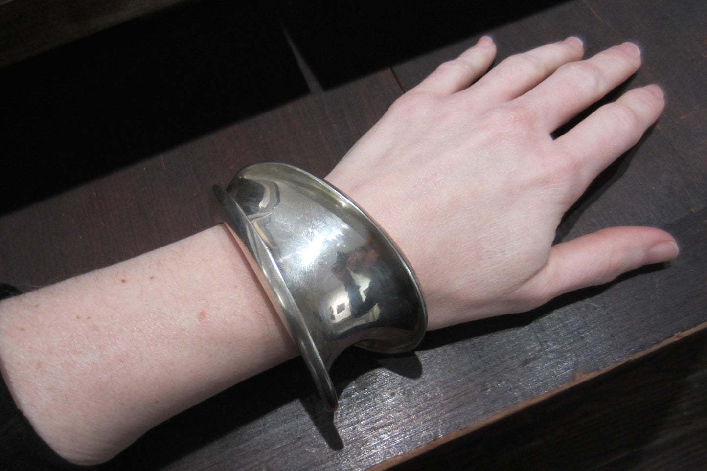 SOLD--Big Vintage Yukihiro Shibata Asymmetrical Cuff Sterling c. 1980