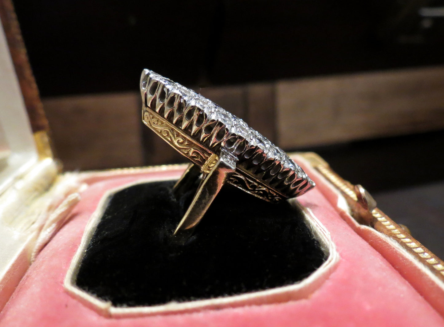 SOLD--Exceptional Art Deco Diamond Navette 2.05ctw Ring 14k c. 1940