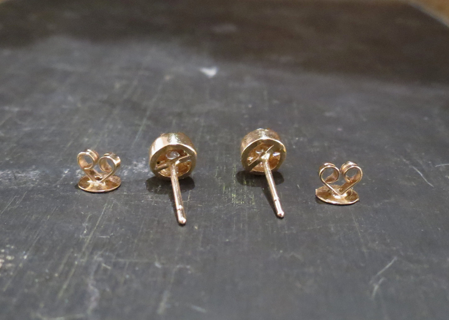 SOLD--Modernist Diamond Cluster Earrings 14k c. 1980