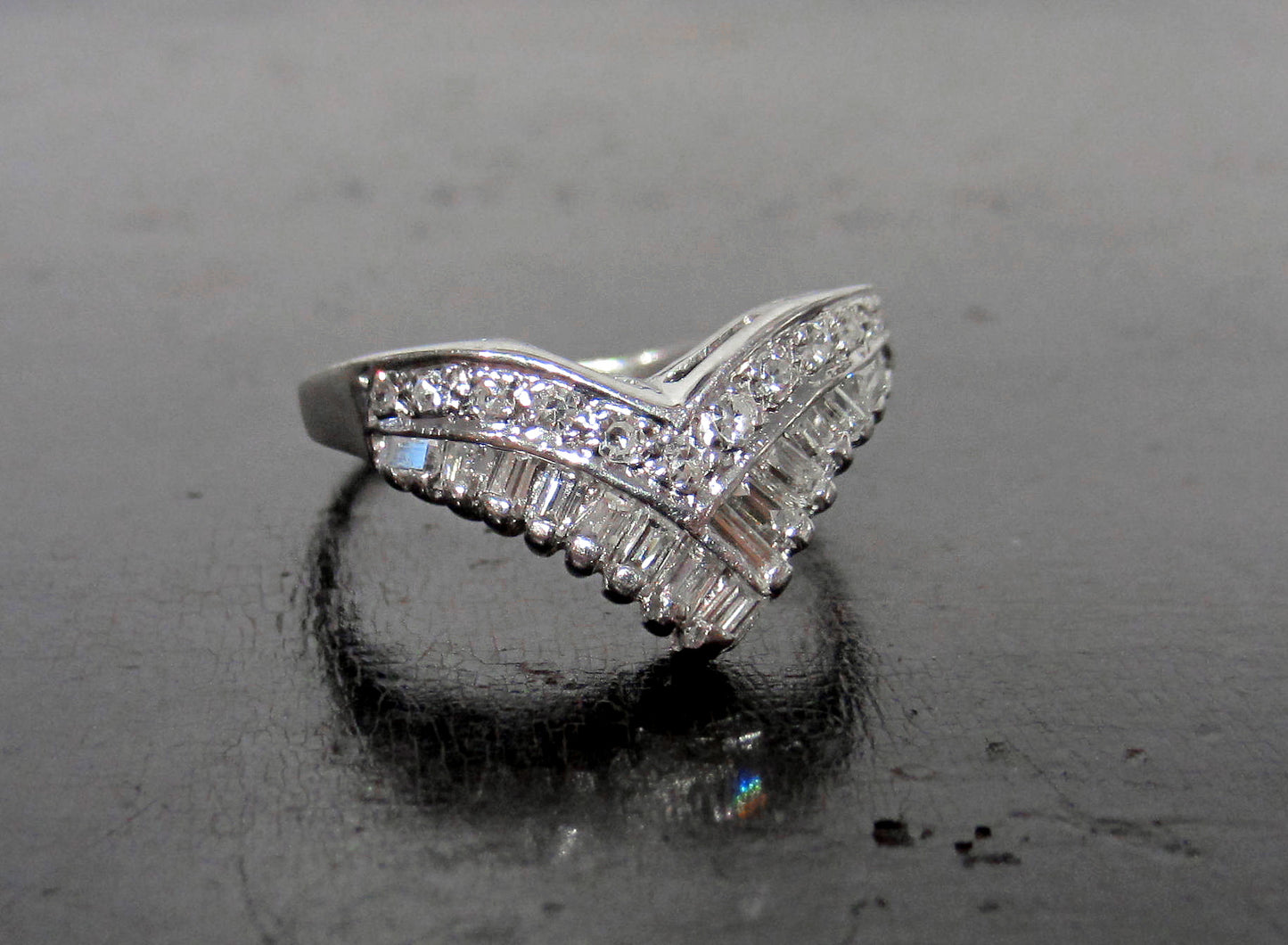 SOLD--Vintage Diamond Tiara Ring 14k c. 1960