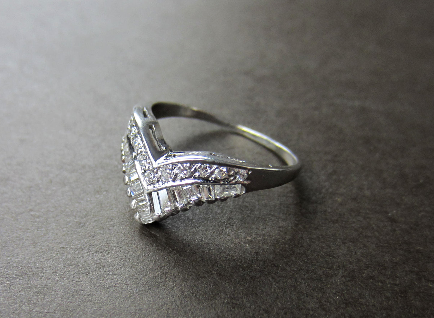 SOLD--Vintage Diamond Tiara Ring 14k c. 1960