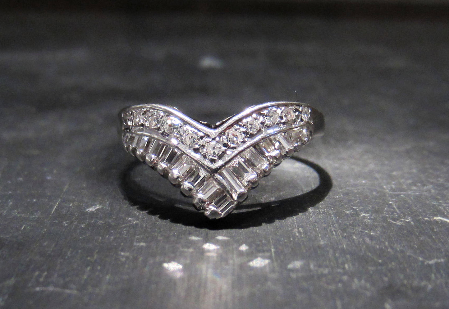 SOLD--Vintage Diamond Tiara Ring 14k c. 1960