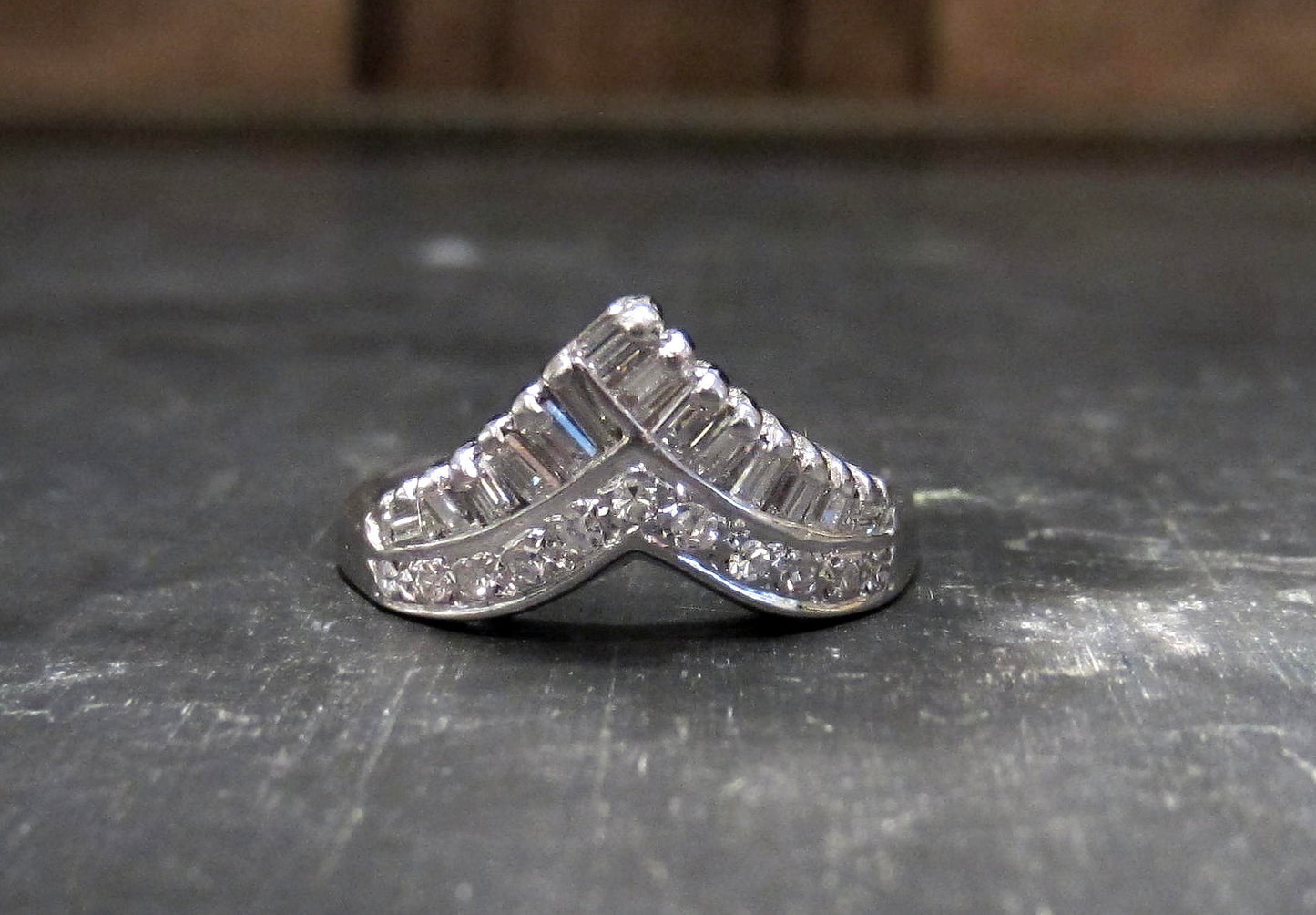 SOLD--Vintage Diamond Tiara Ring 14k c. 1960