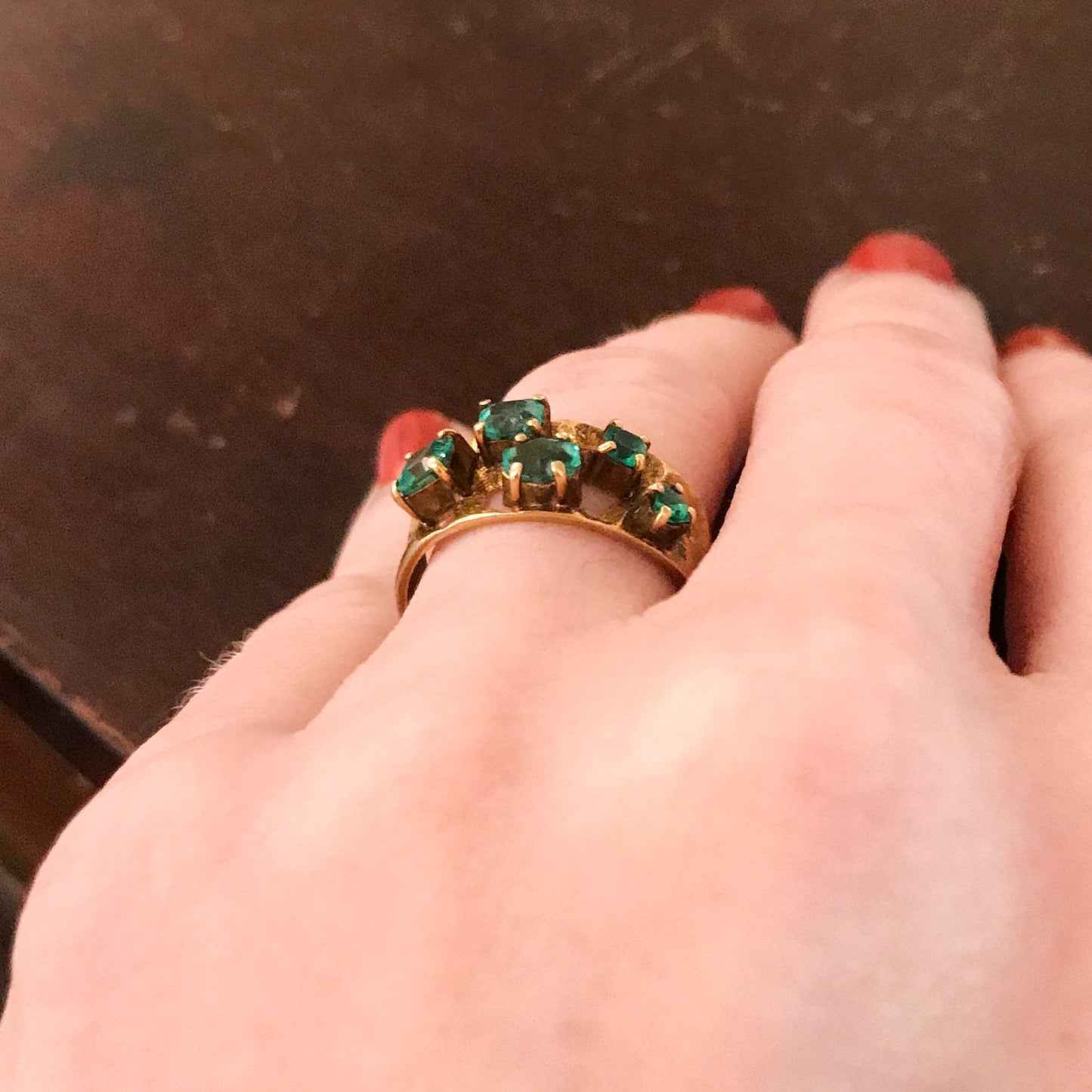 SOLD--Mid-Century Emerald Ring 18k c. 1960