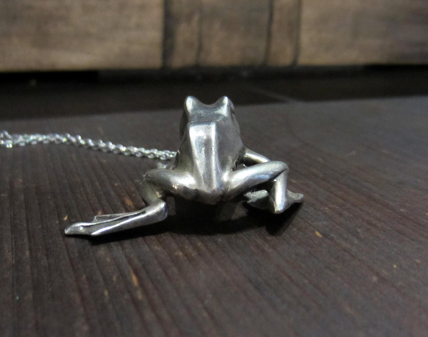 SOLD--Vintage Sculptural Frog Pendant Sterling Silver