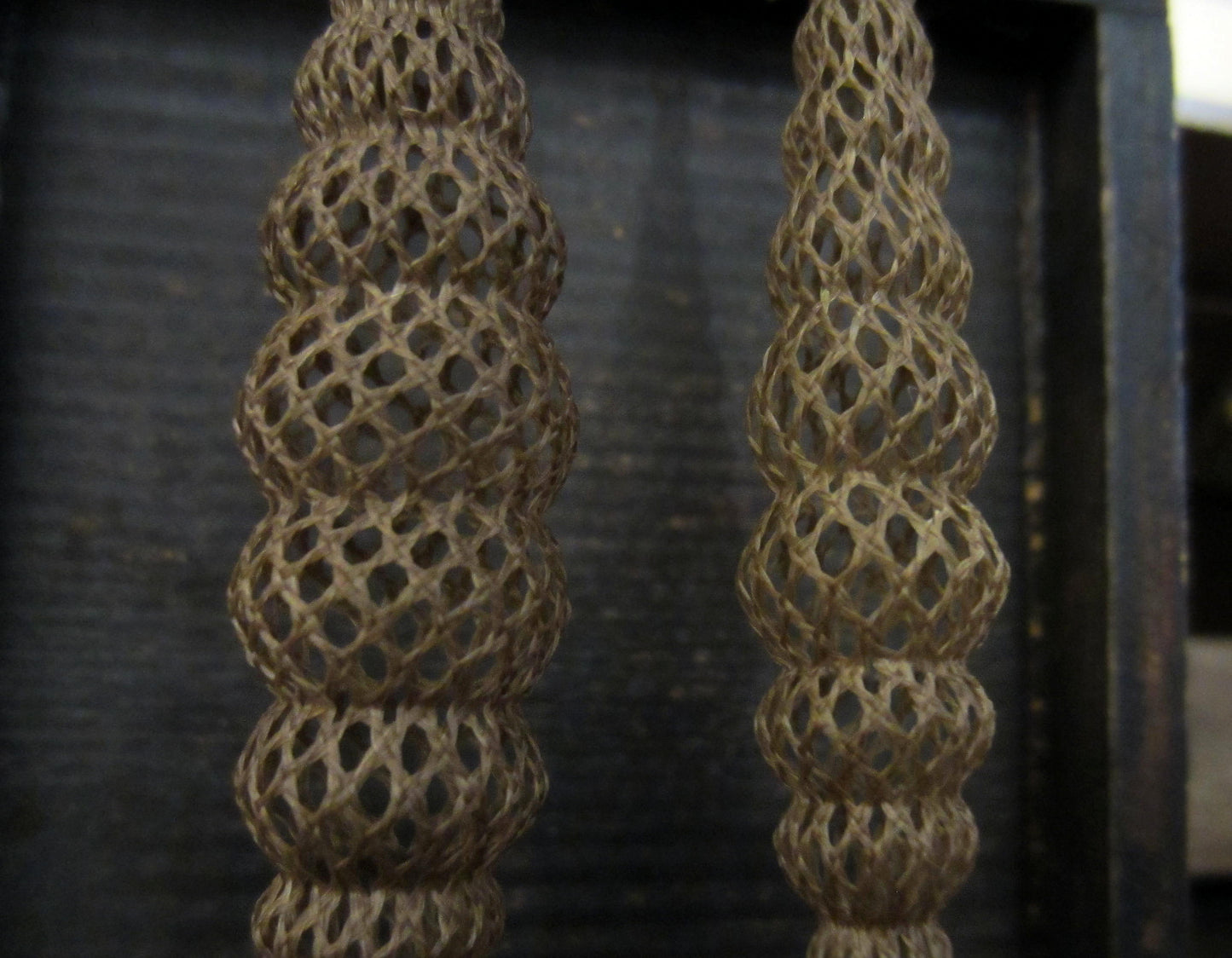 SOLD--Victorian Long Hairwork Earrings 18k c. 1870