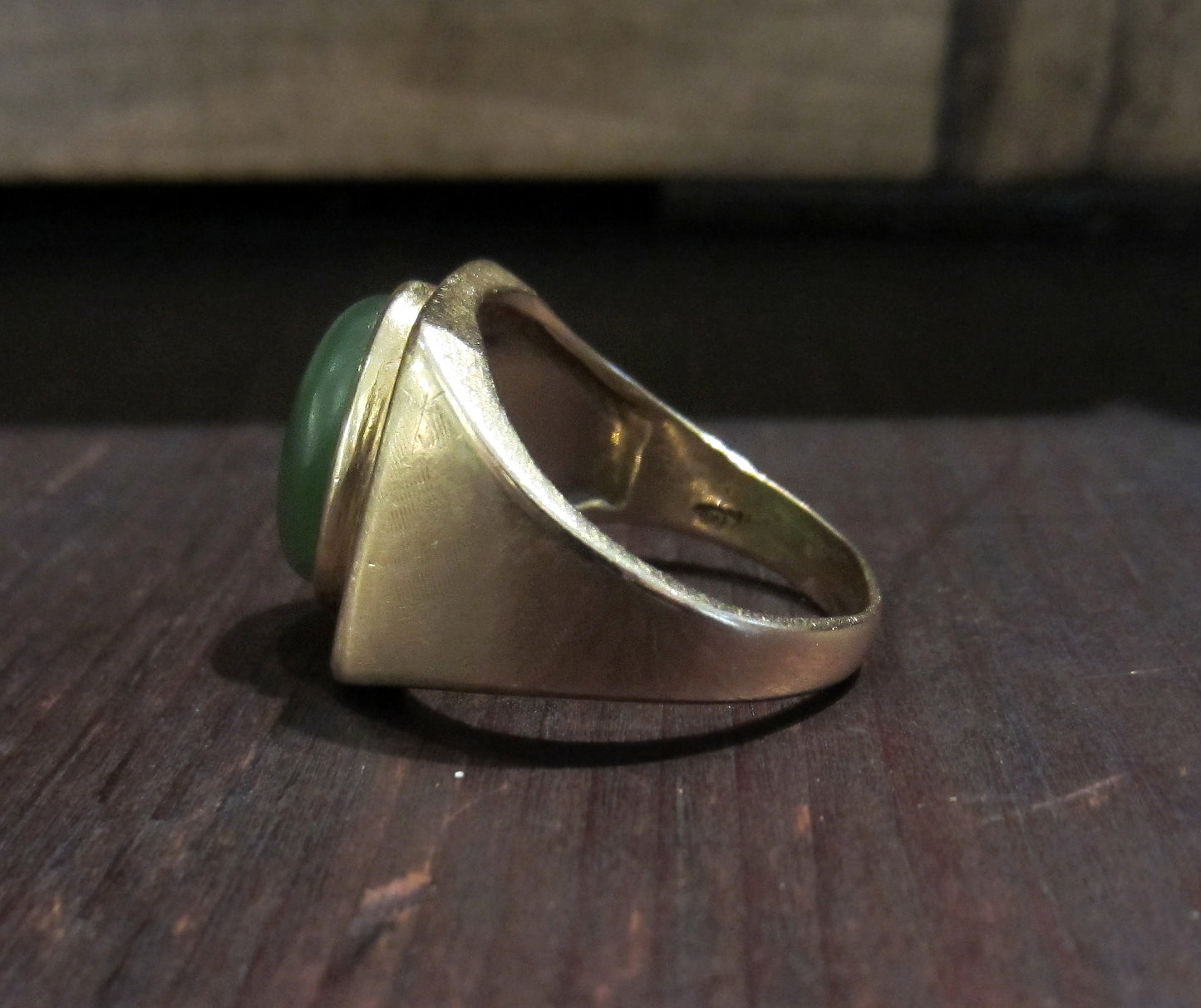SOLD--Vintage Men's Jade Ring 14k c. 1970