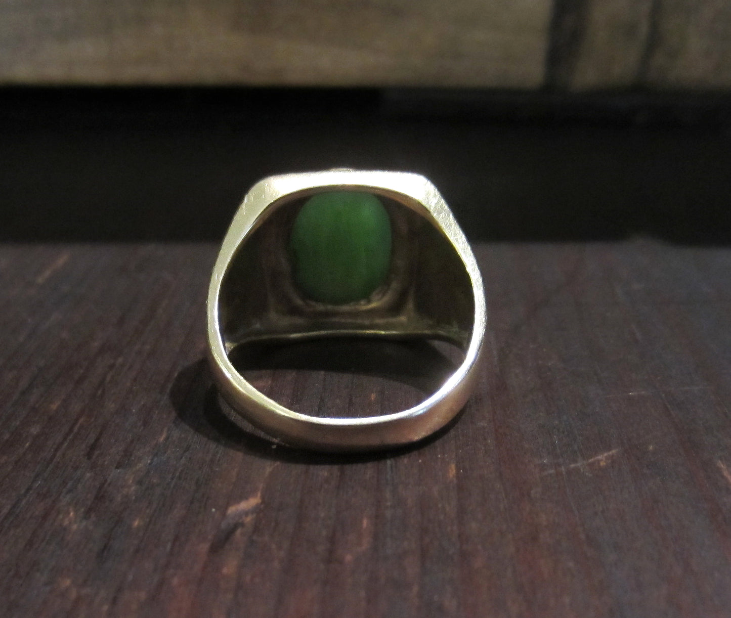 SOLD--Vintage Men's Jade Ring 14k c. 1970