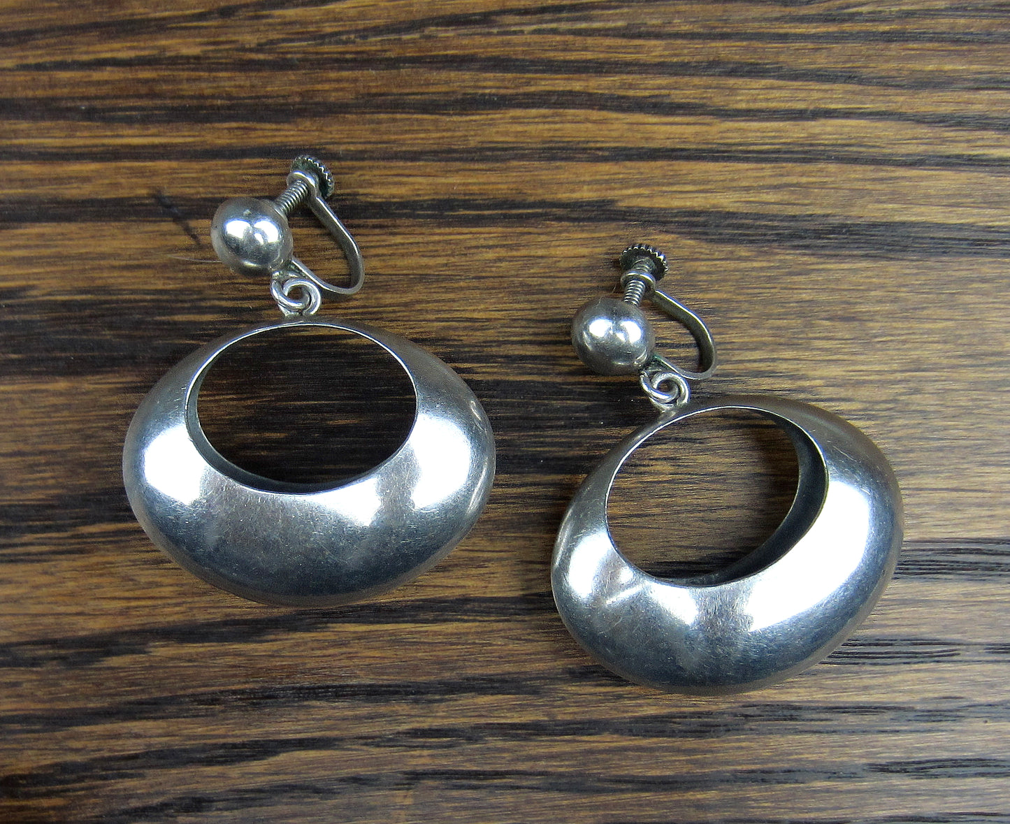 SOLD--Modernist Drop Earrings Sterling c. 1960