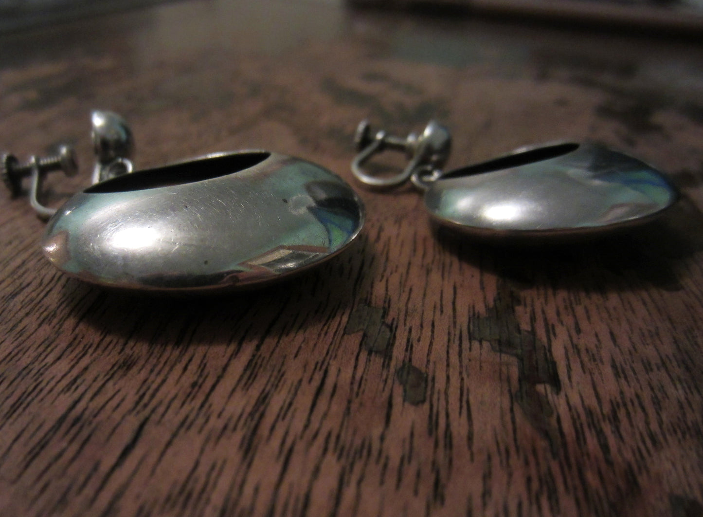 SOLD--Modernist Drop Earrings Sterling c. 1960