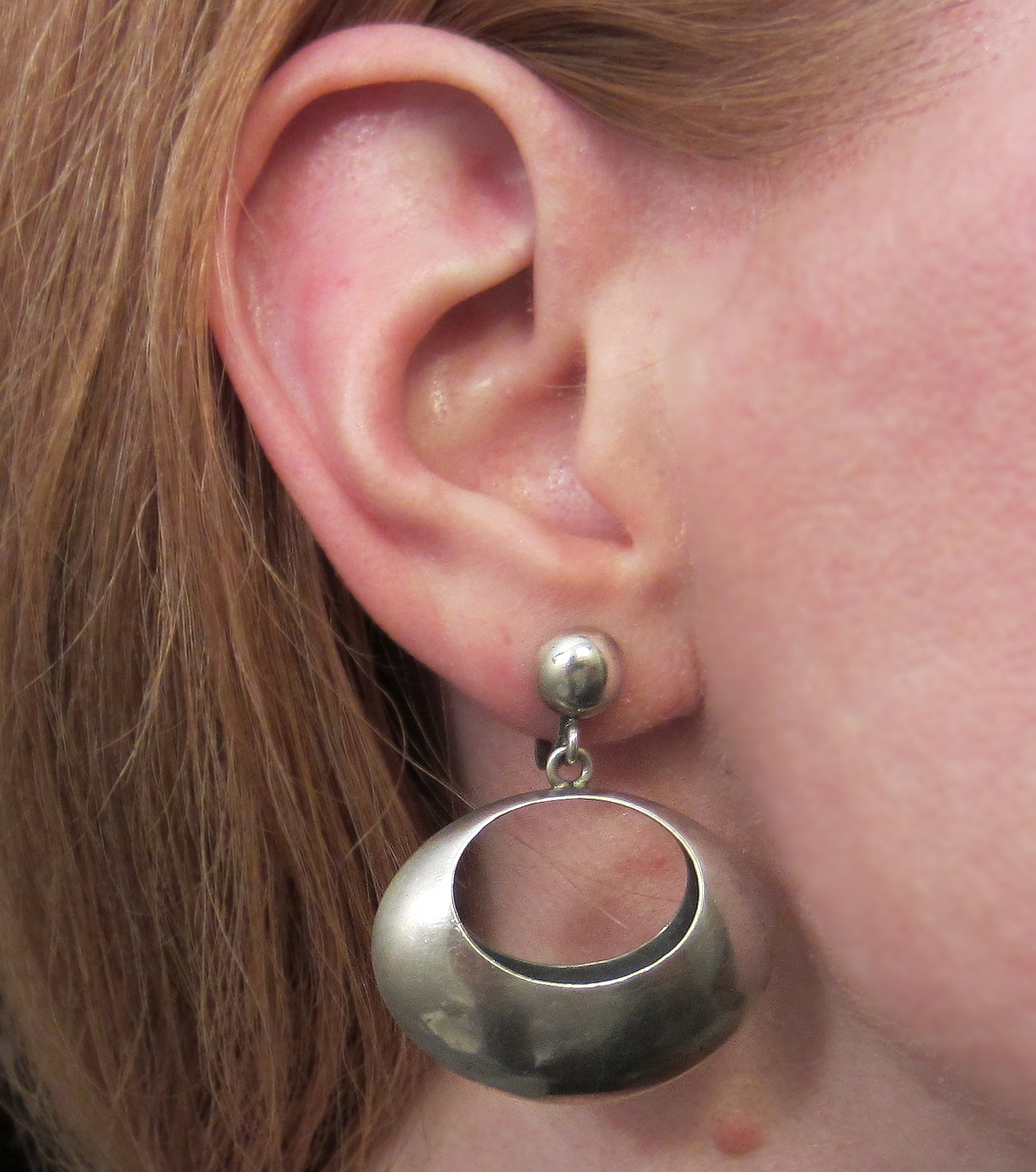 SOLD--Modernist Drop Earrings Sterling c. 1960