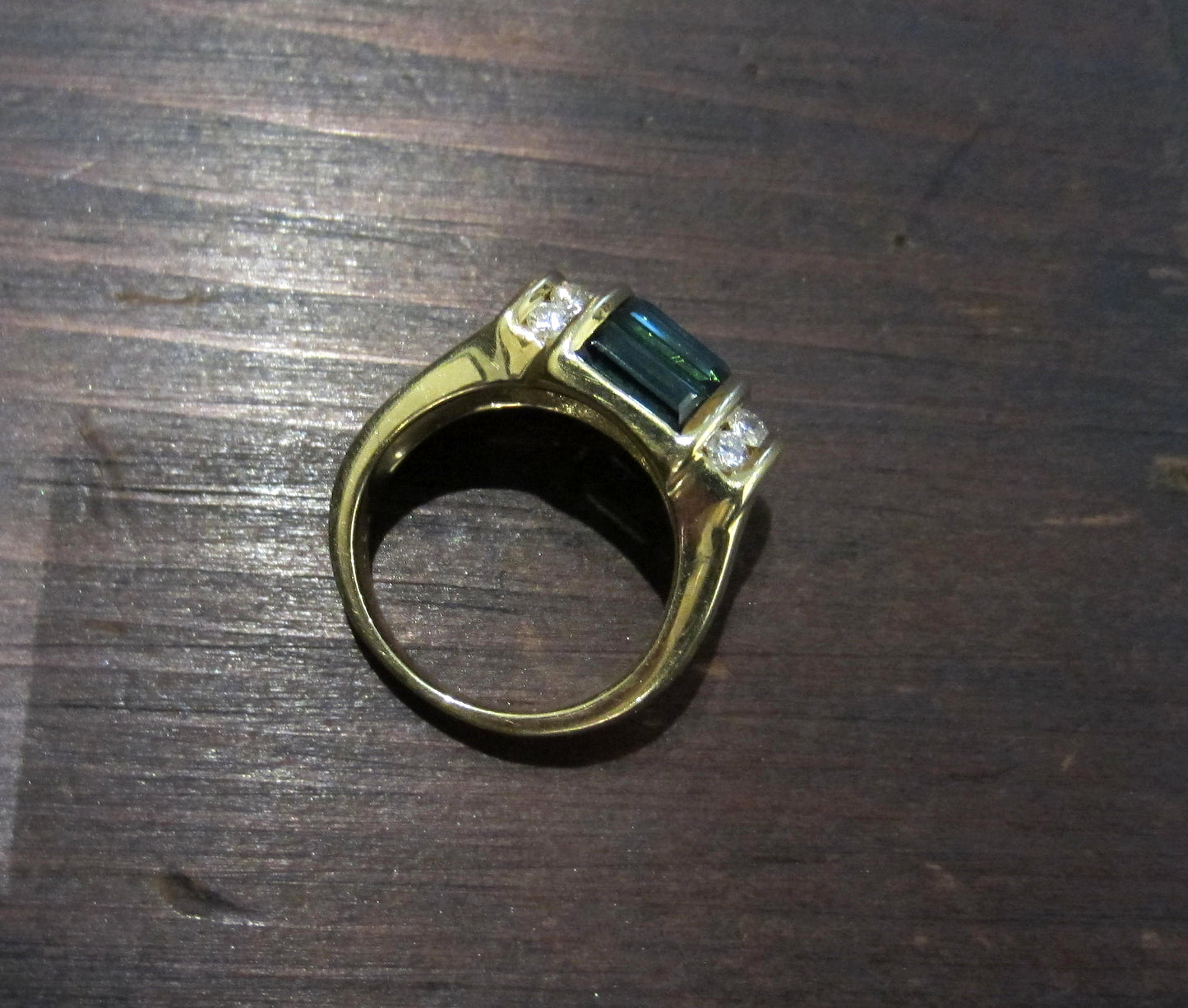 SOLD--Very Chic Tourmaline and Diamond Ring 18k c. 1980s