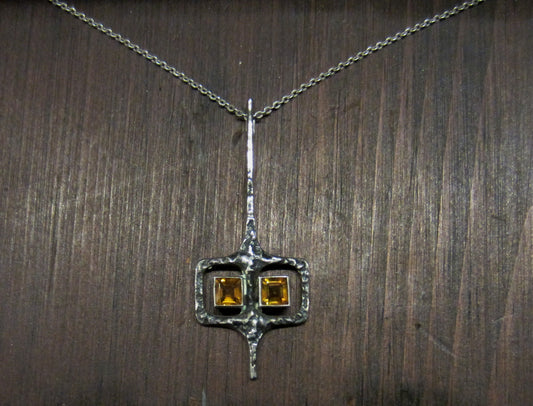 SOLD--Modernist Citrine Pendant in 835 Silver, German c. 1970