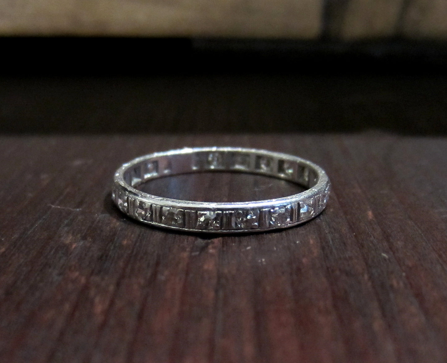 Art Deco Platinum Diamond Band, size 7.5 c. 1930