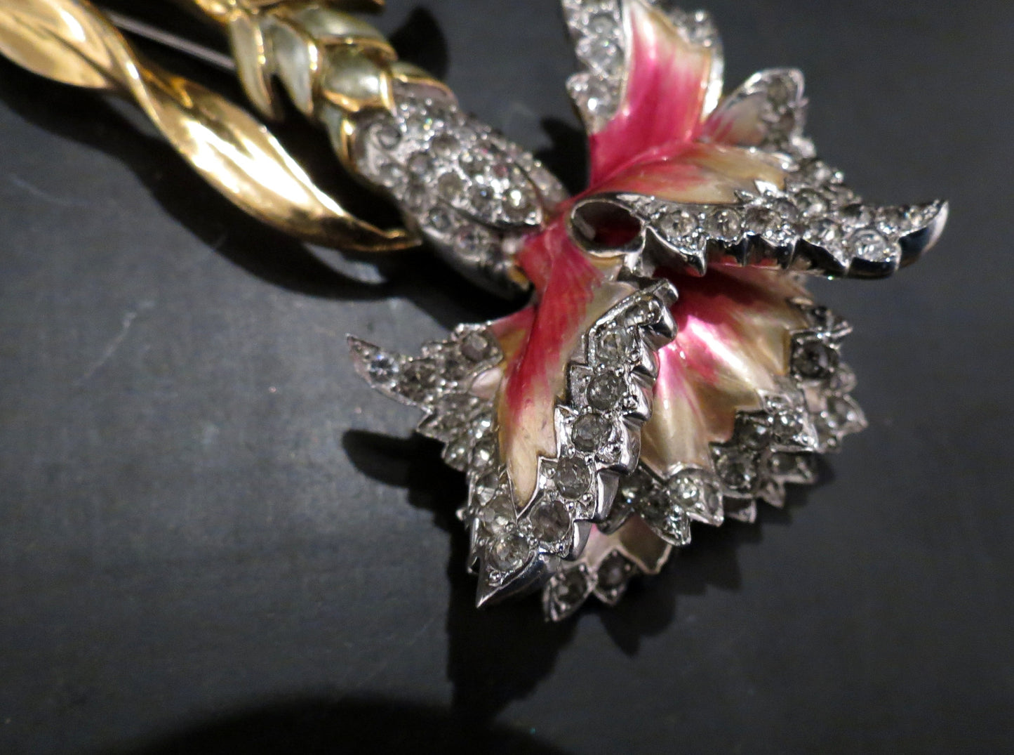 SOLD--Incredible Marcel Boucher Enamel Carnation Brooch c. 1941