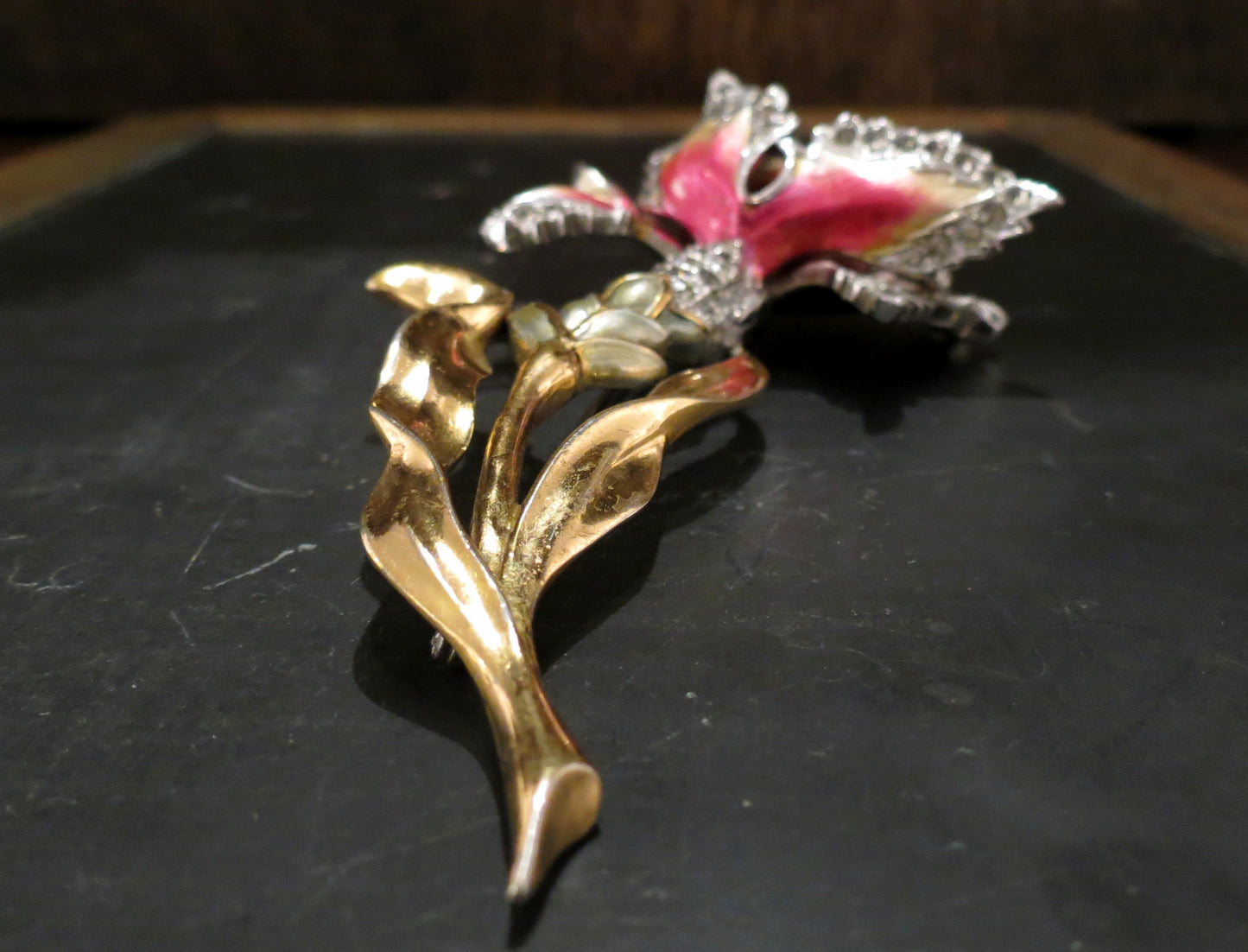 SOLD--Incredible Marcel Boucher Enamel Carnation Brooch c. 1941