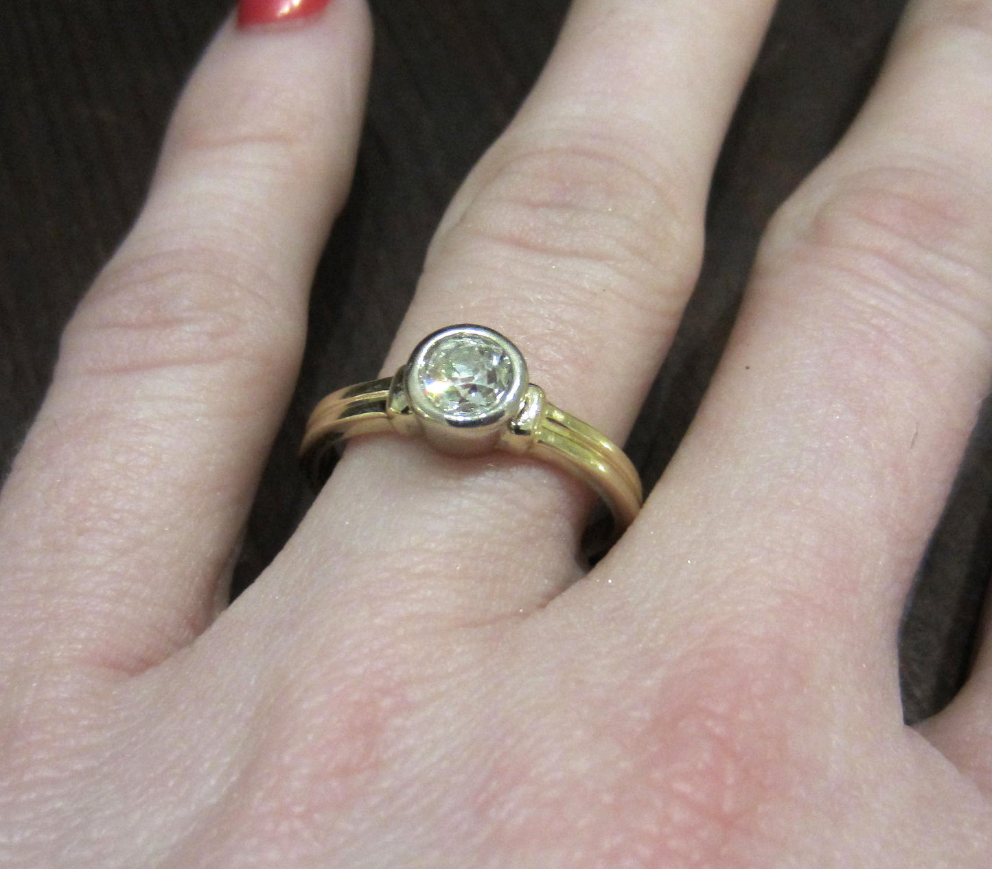 SOLD--Old Mine Diamond .52ct Engagement Ring 14k