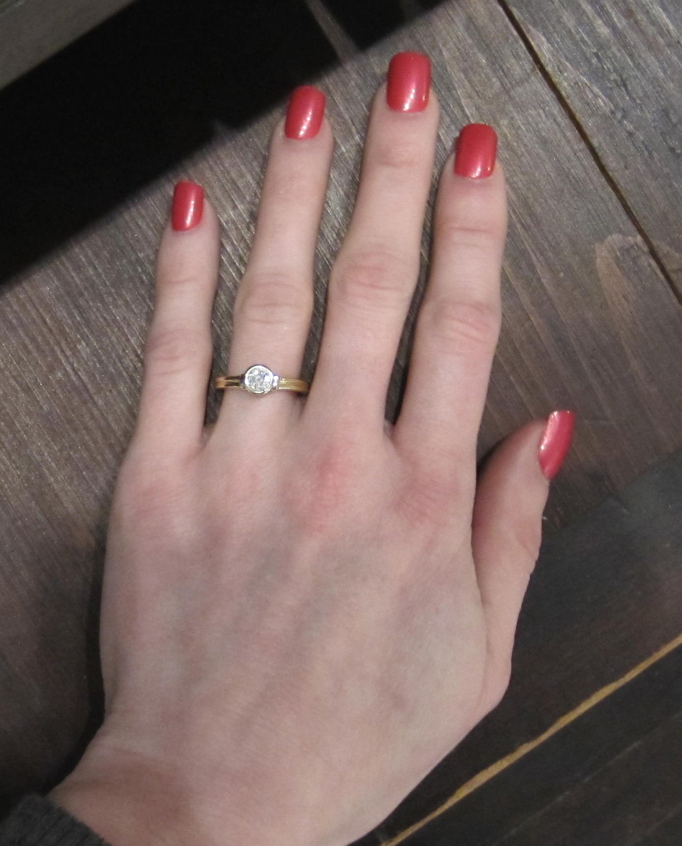 SOLD--Old Mine Diamond .52ct Engagement Ring 14k