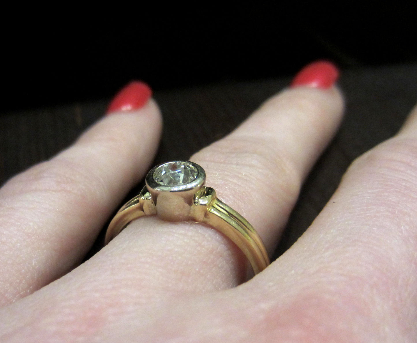 SOLD--Old Mine Diamond .52ct Engagement Ring 14k