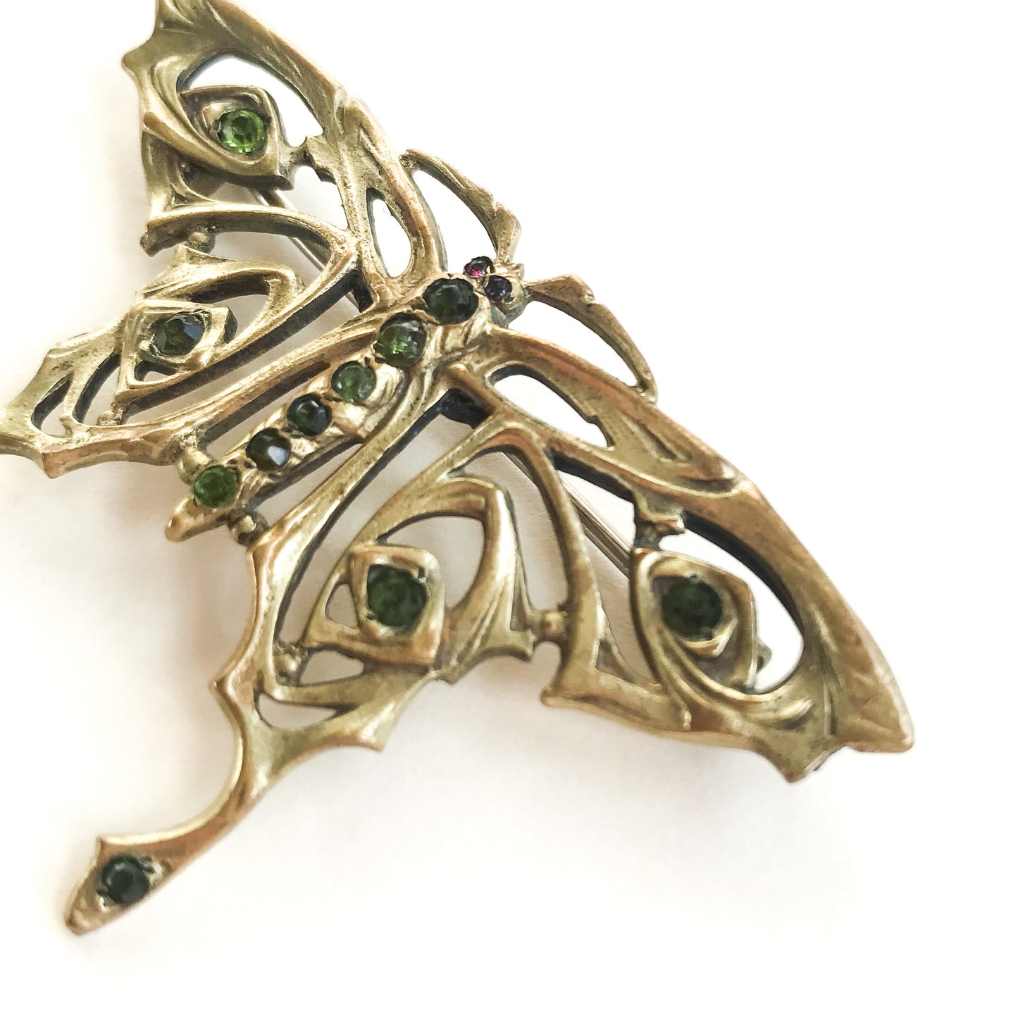 Art Nouveau Paste Butterfly Brooch Gold-Filled c. 1890