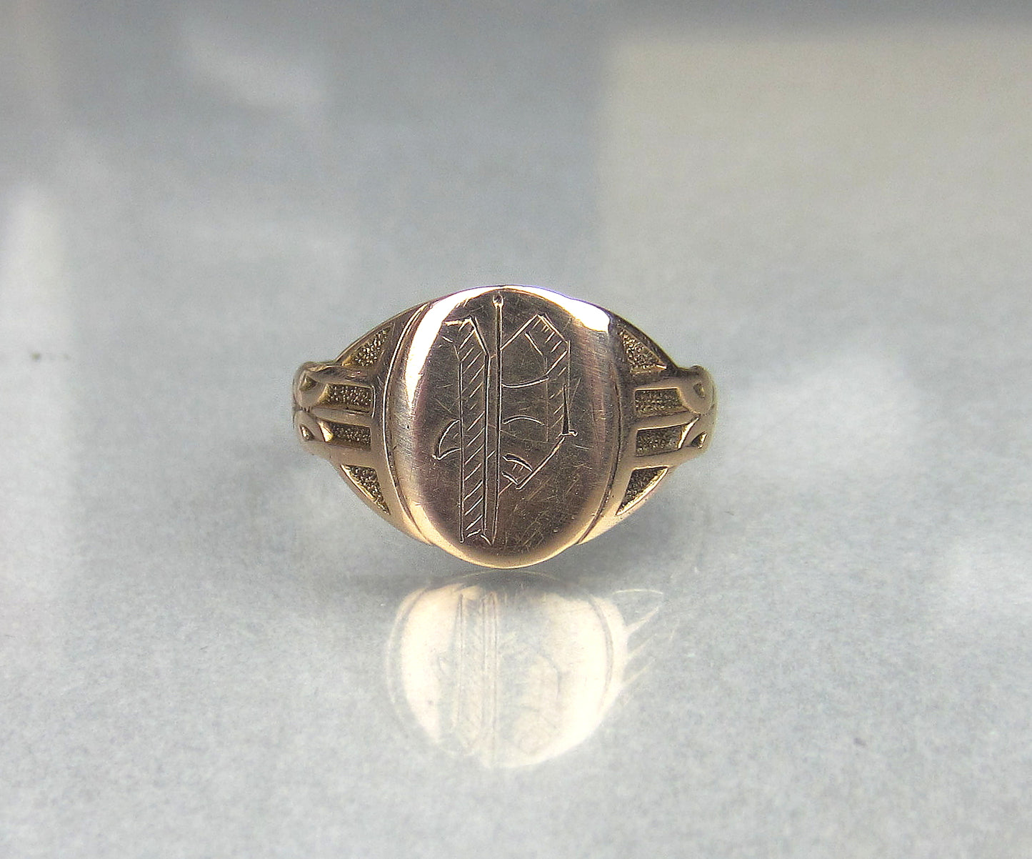 SOLD--Victorian "P" Signet Ring 10k c. 1880