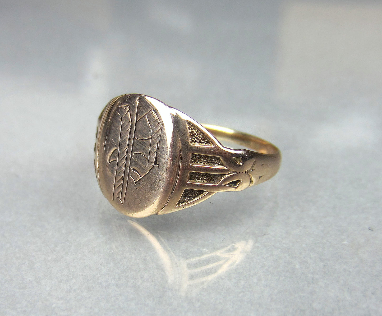 SOLD--Victorian "P" Signet Ring 10k c. 1880